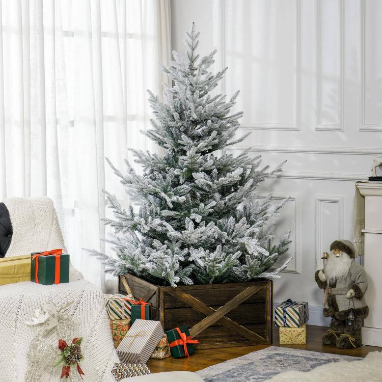 Alt View 1. PULUZ - 6 FT Artificial Christmas Tree, Flocked Hinged Xmas Tree with 795 Tips, Steel Base, Auto Open - Green.