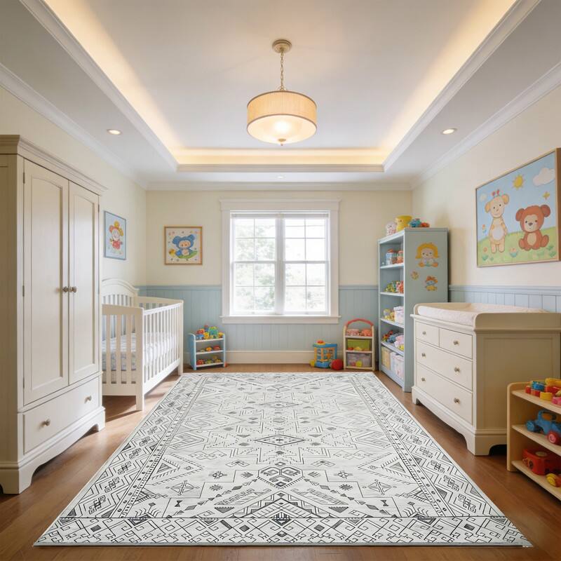 Alt View 1. RYHNUYNE - 8x10 Area Rugs Living Room Rug Washable Vintage Boho Rug No Slip Stain Resistant Soft Carpet Indoor Floor Floral Carpets - Painting.