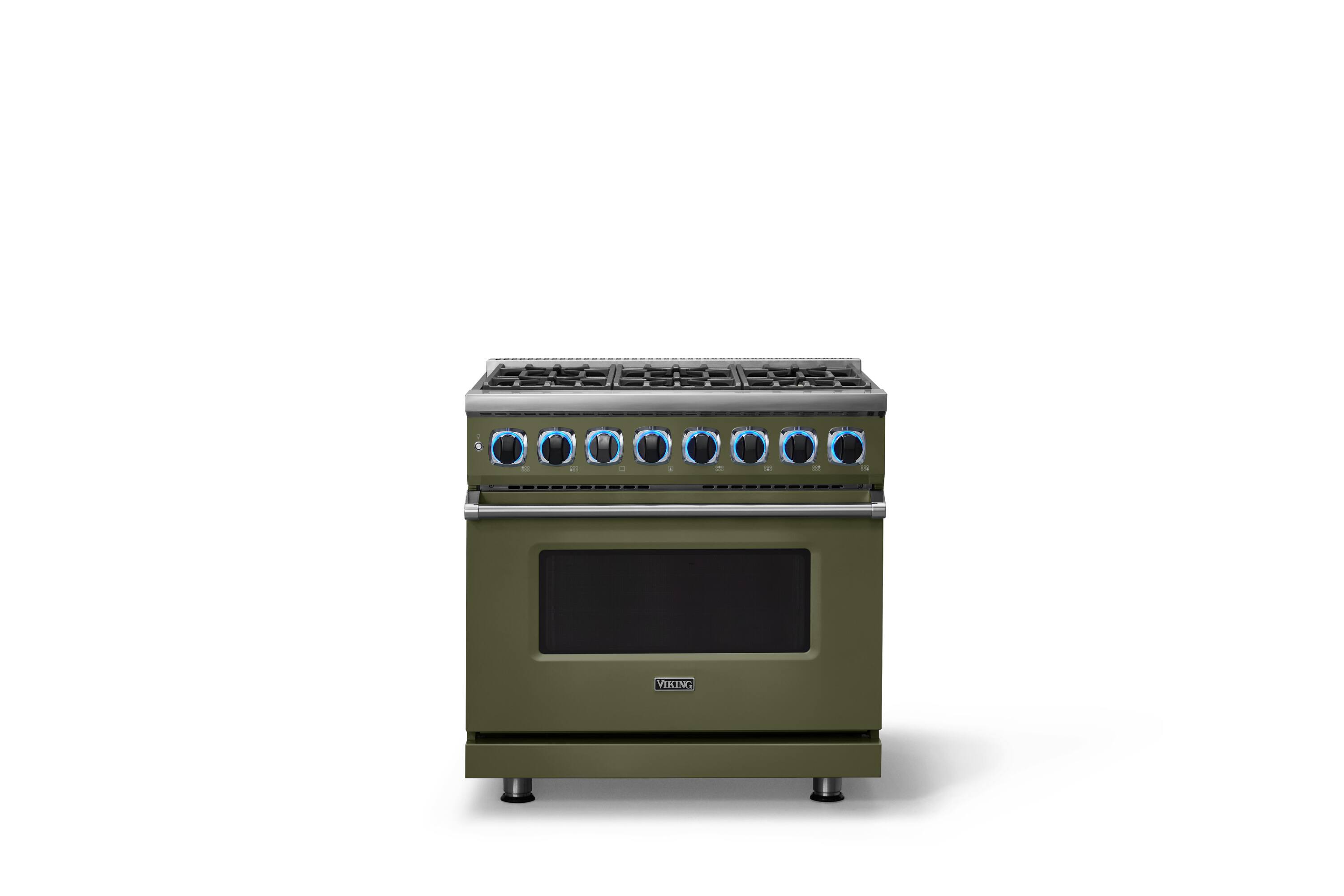 Alt View 4. Viking - 36 in. Wide 6 Burner Dual Fuel Sealed Burner Range - Martini.