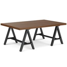 Simpli Home - Sawhorse Solid Veneer and Metal Coffee Table - Walnut