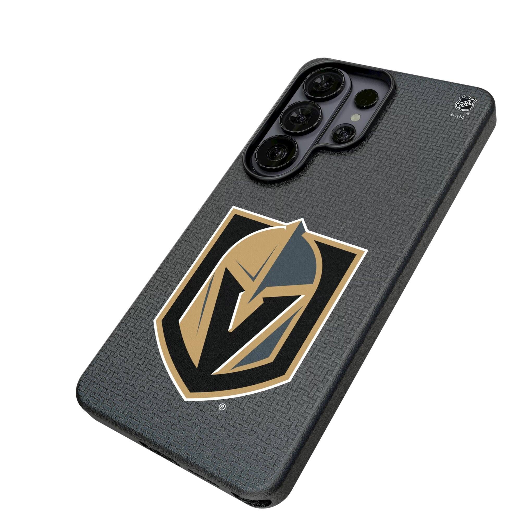 Alt View 1. Keyscaper - Vegas Golden Knights Linen Galaxy Magnetic Bump Case - S25 Ultra - Black.