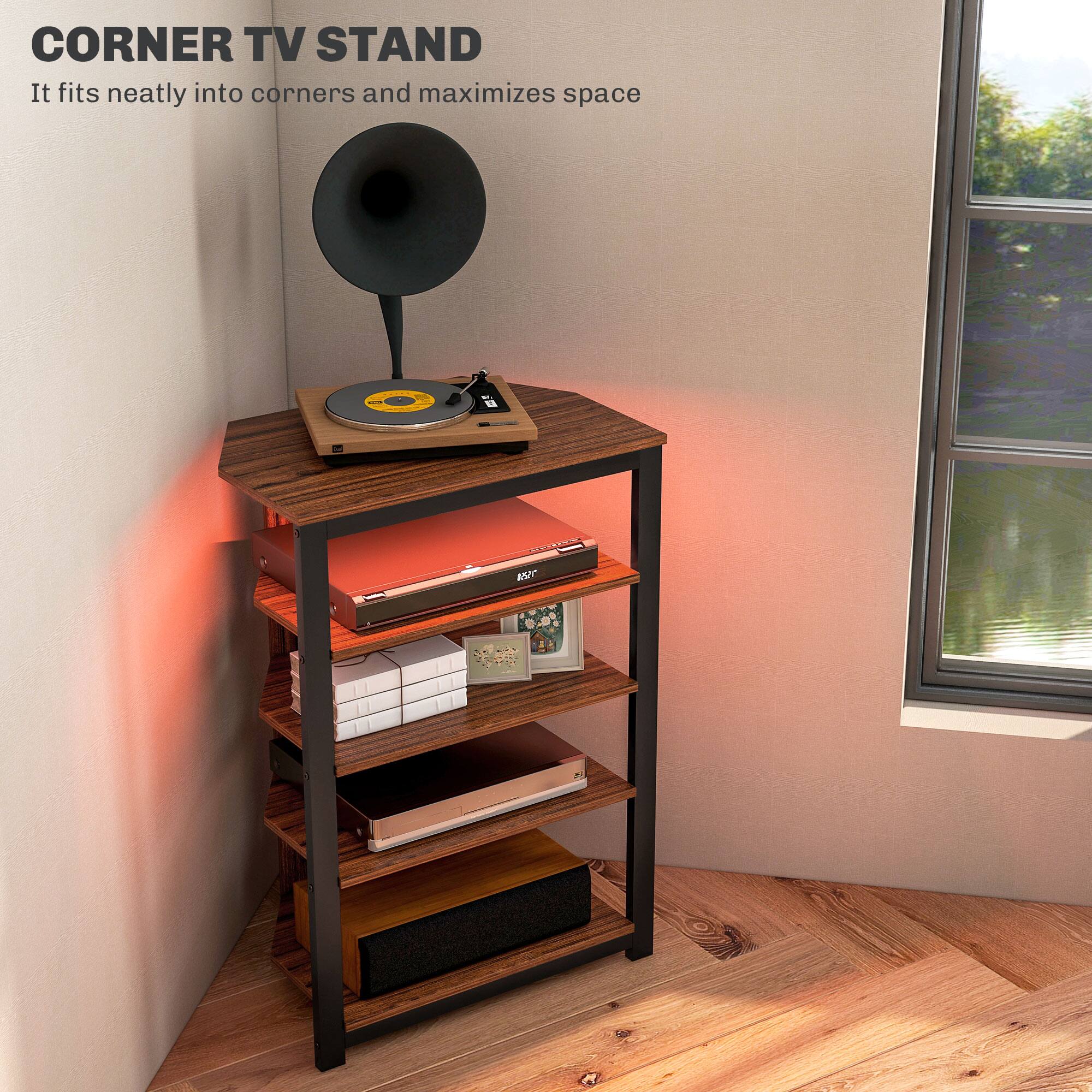 CORNER TV STAND  
It fits neatly into corners and maximizes space