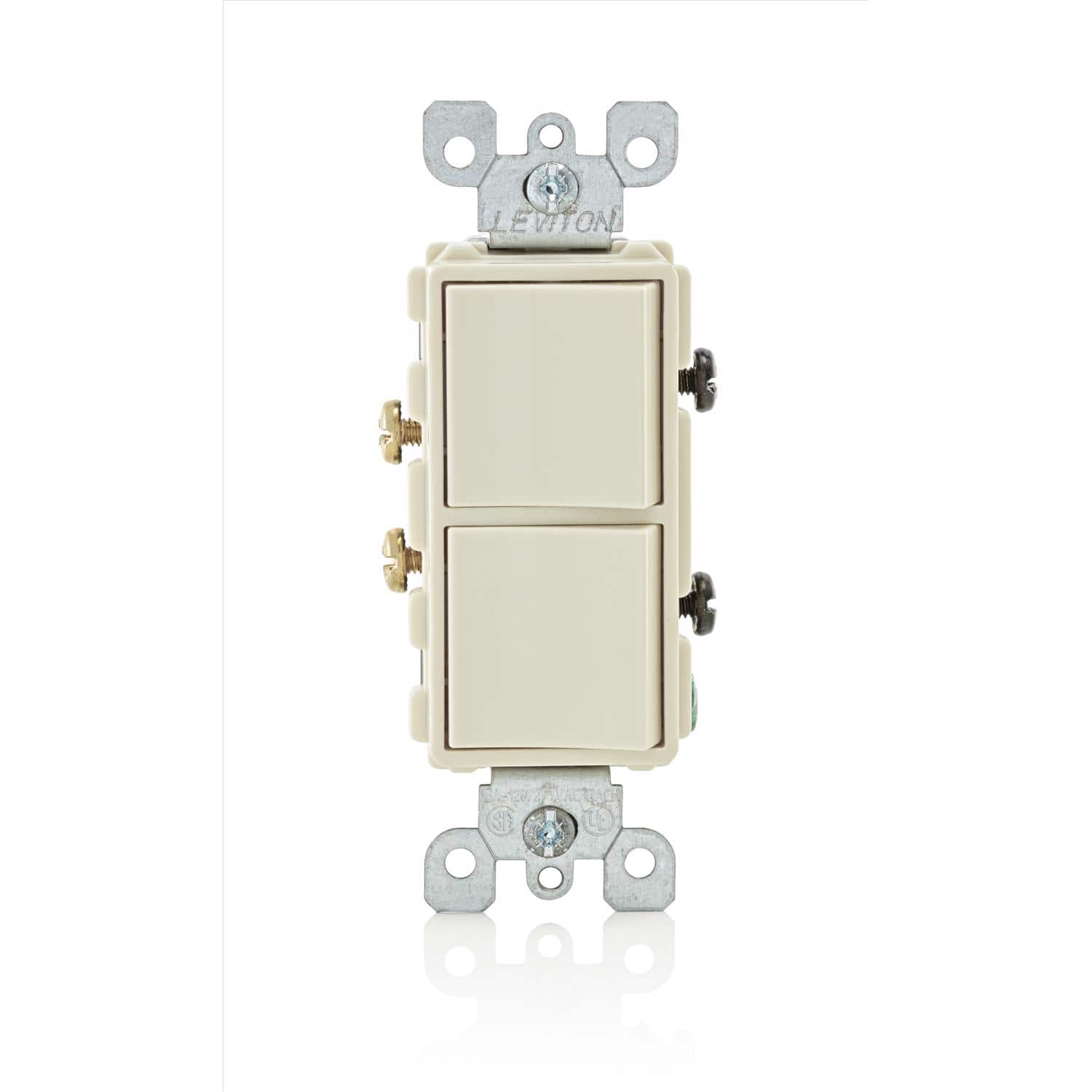 Leviton - Decora 15 amps Single Pole Combination AC Quiet Switch 1 pk - Light Almond