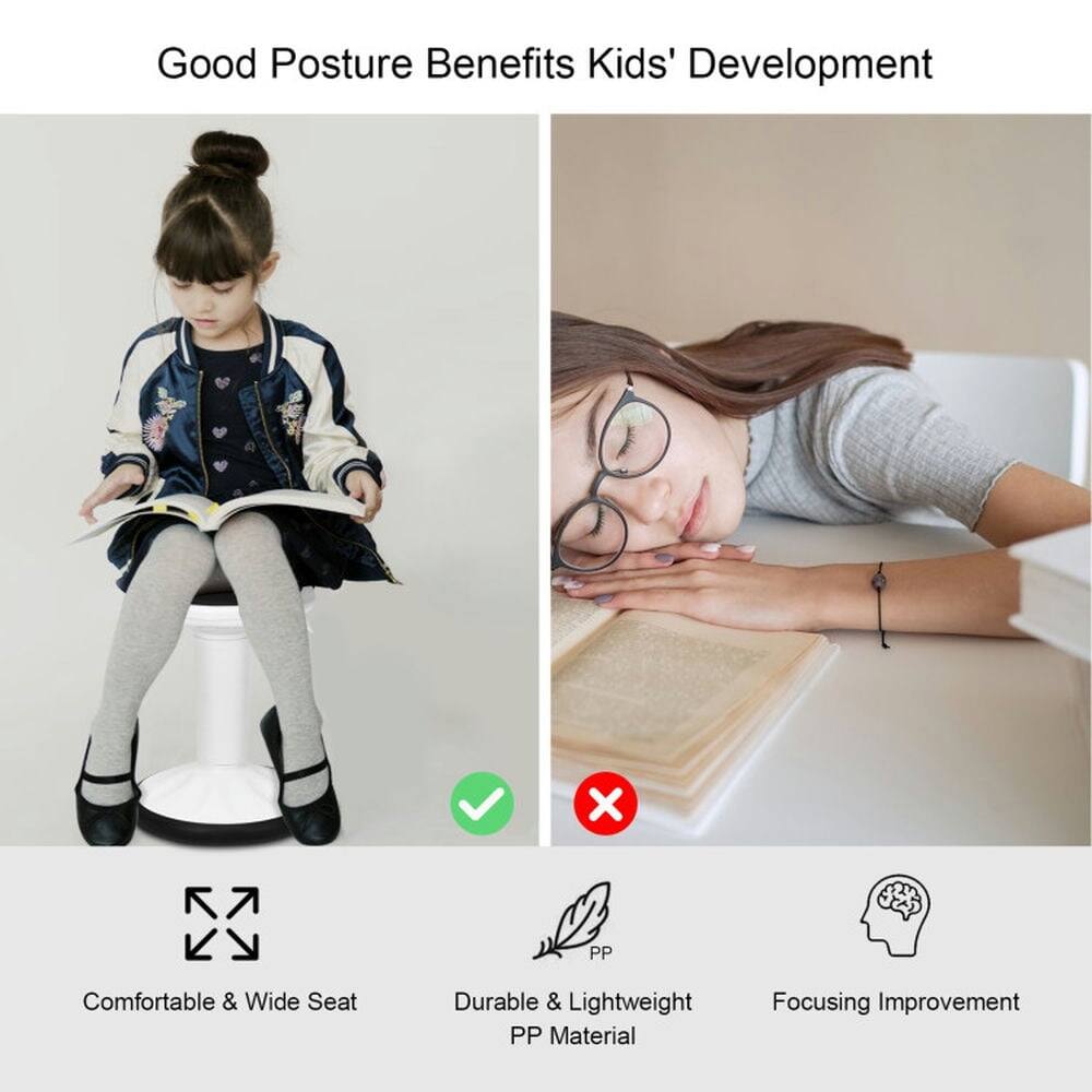 Good Posture Benefits Kids' Development

- Comfortable & Wide Seat
- Durable & Lightweight PP Material
- Focusing Improvement