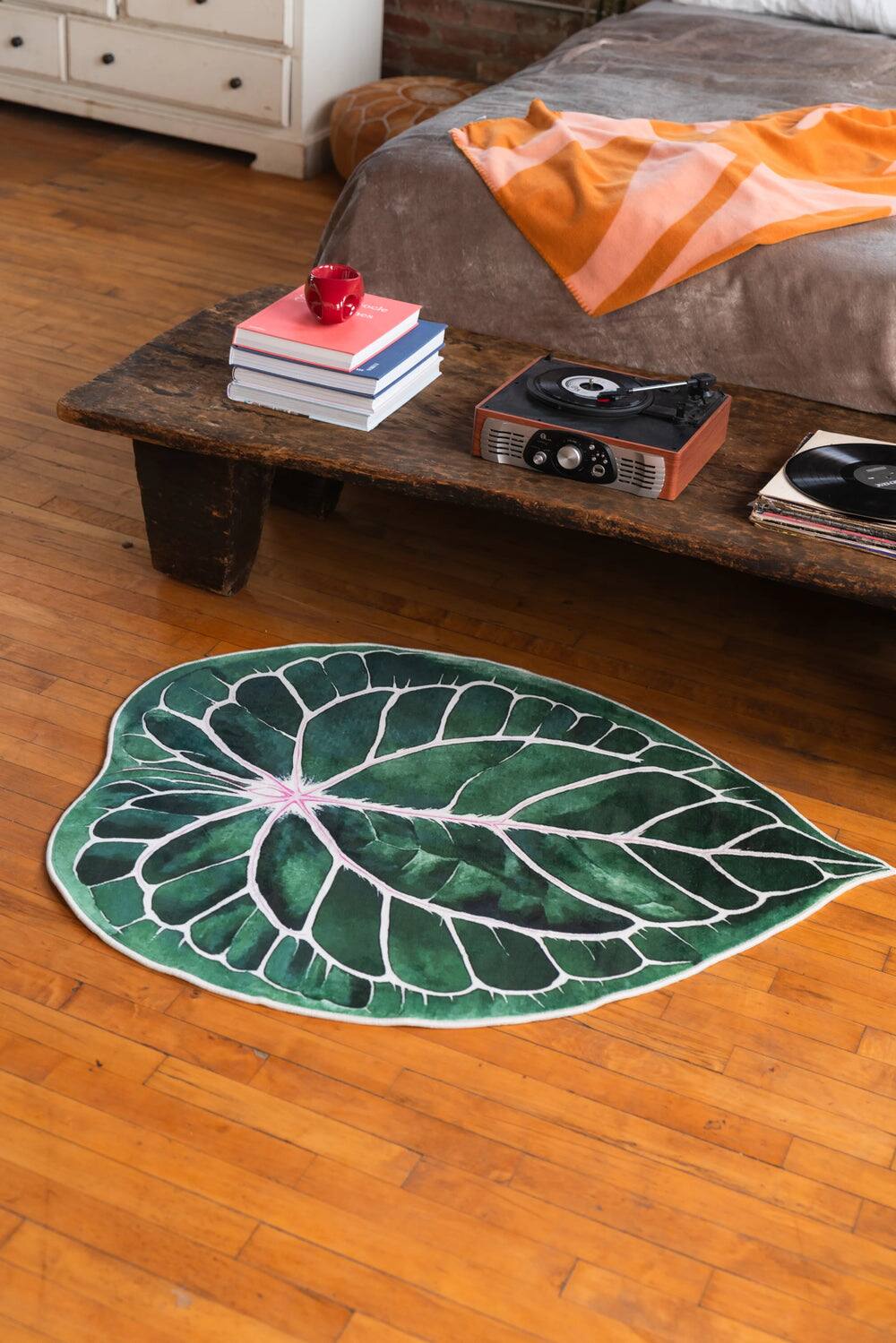 Angle. Lanyspace - 3'x4' Area Rug, Washable Rugs, Non-Slip and Tear-Resistant Soft Carpet, Irregular Caladium Leaf Rug for Home Decor - Multicolor.