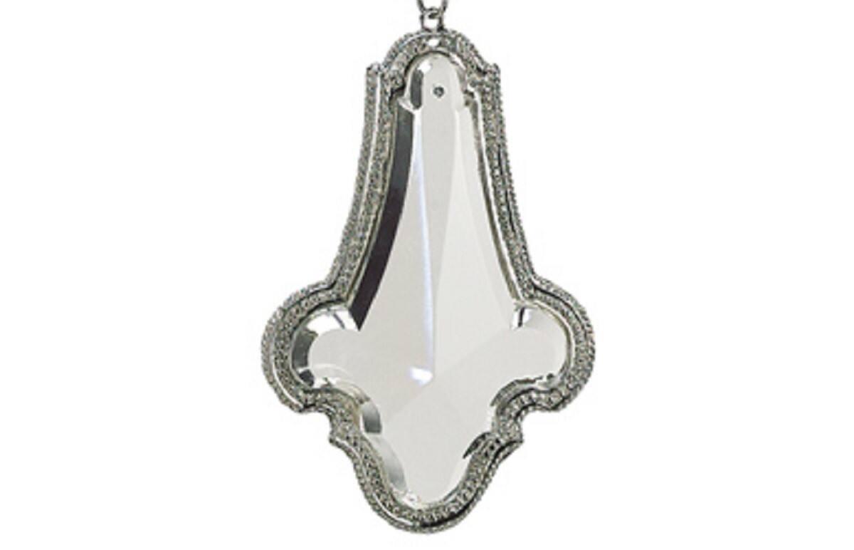 Alt View 2. Allstate - 8" Silver and Clear Crystal Pendant Christmas Ornament - Silver.