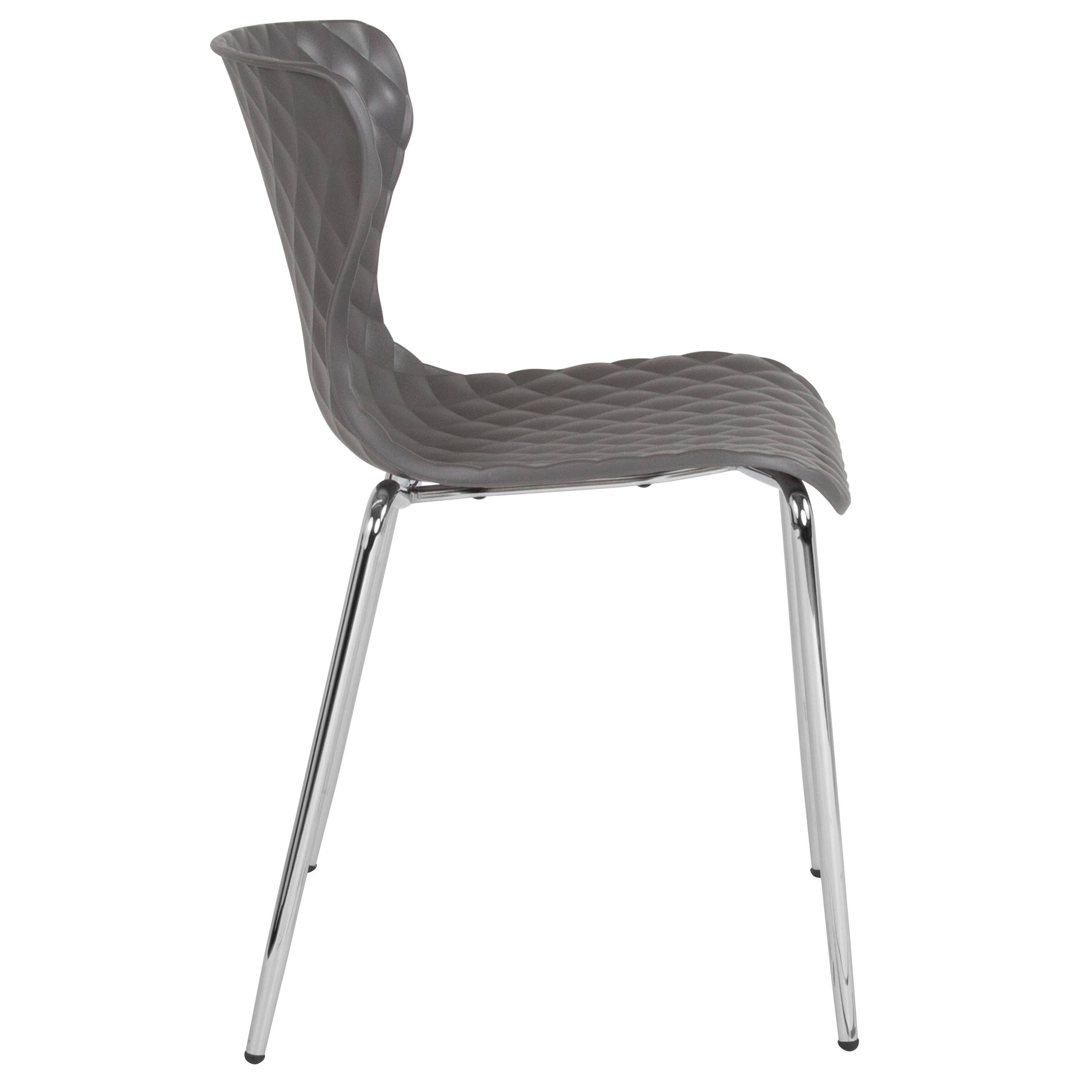 Alt View 7. Emma + Oliver - 4 Pack Contemporary Design Plastic Stack Chair - Gray.