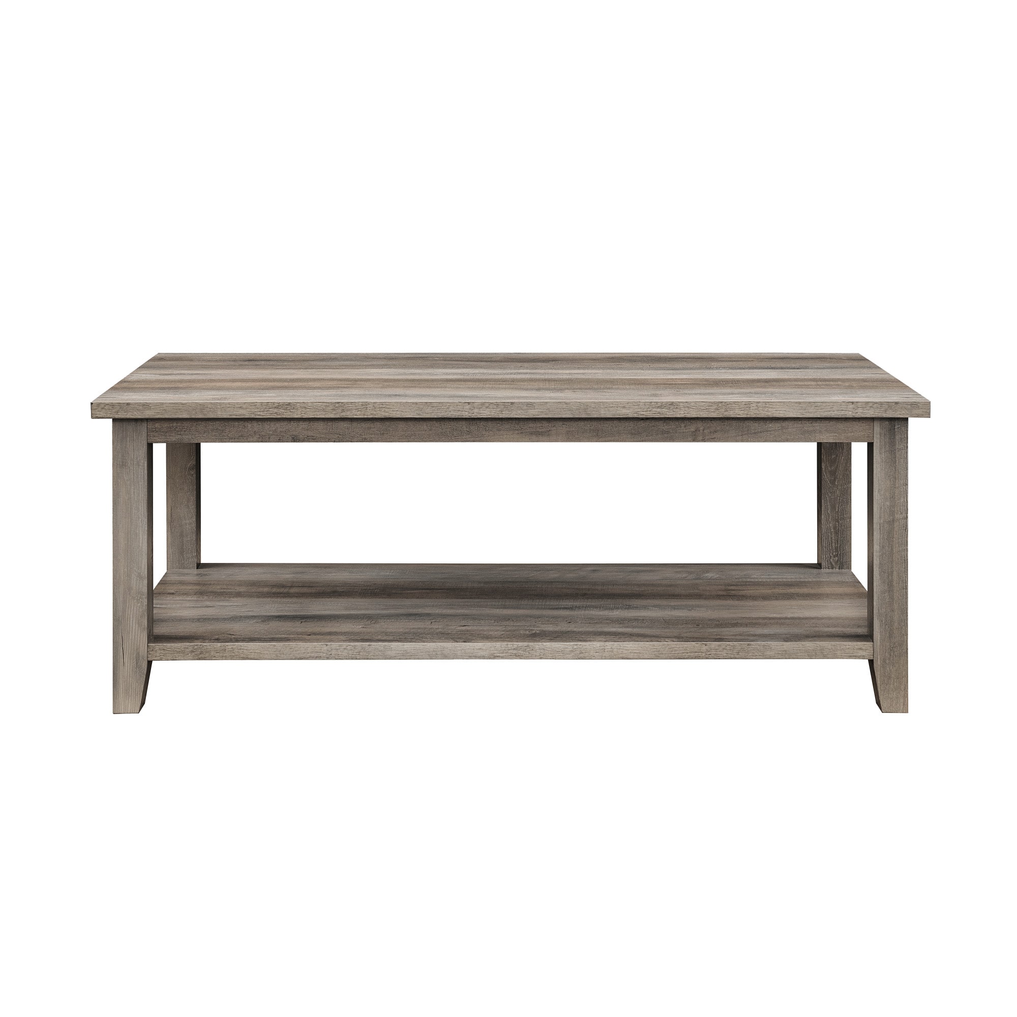 Walker Edison - Modern Minimal Coffee Table with Lower Shelf - Grey Wash - Front_Zoom