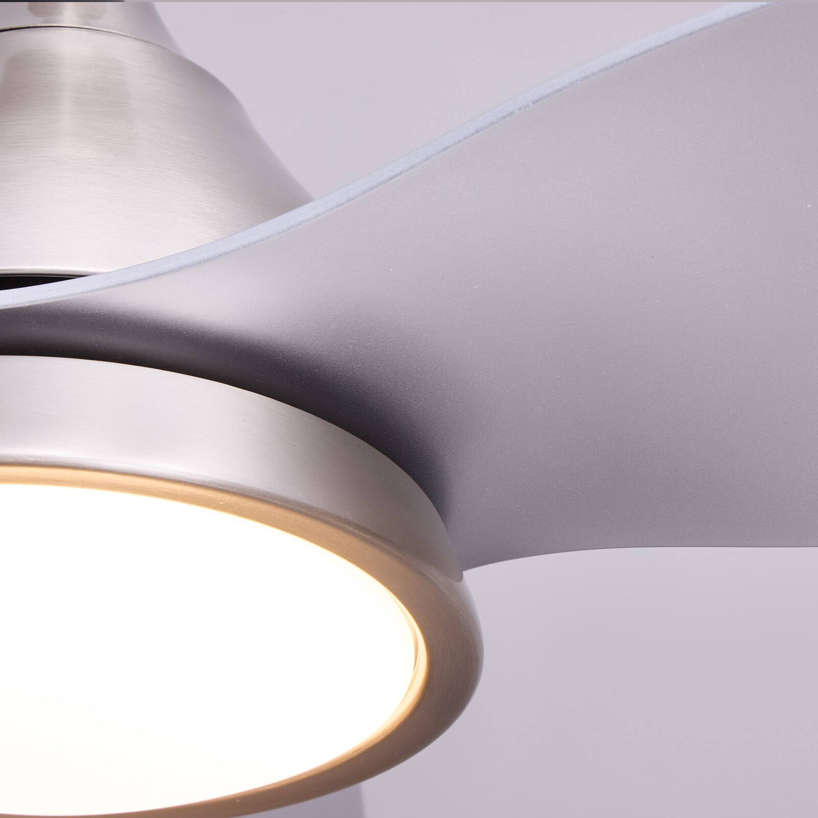 Alt View 7. Siljoy - 52 Inch 3 Blade Brushed Nickel ABS Modern Ceiling Fan with Dimmable LED Light for Bedroom Living Room - Brushed Nickel.