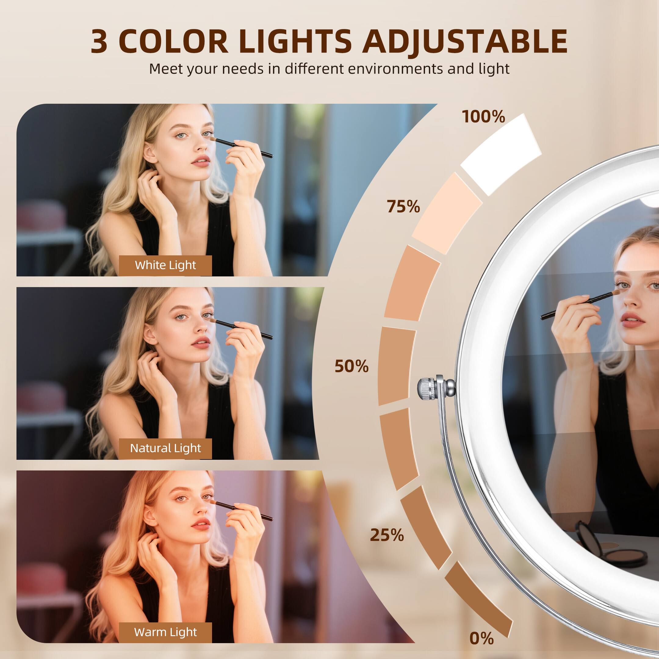 Sugift 9 Inch Rechargeable LED Vanity Mirror with 1X/10X Magnification ...