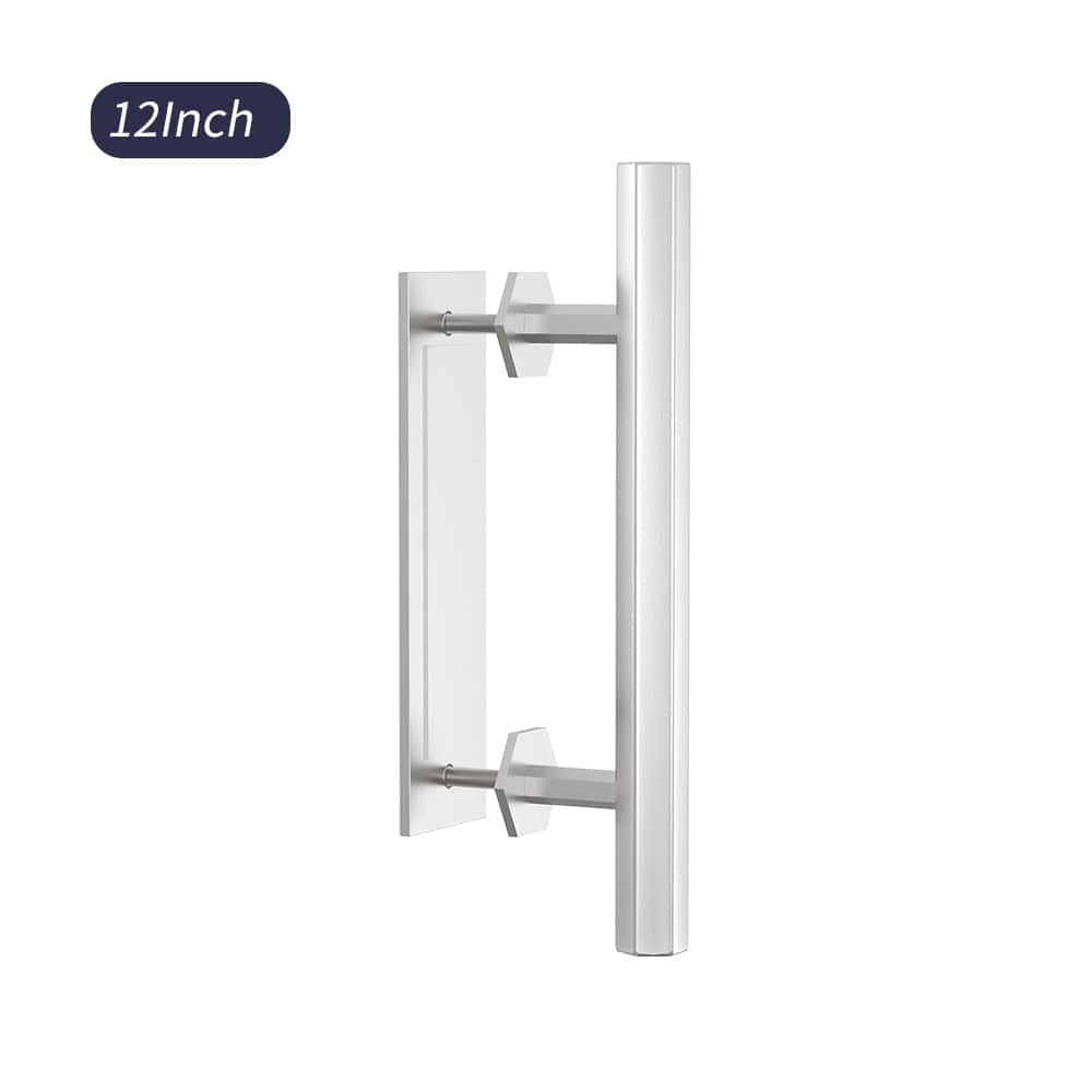 Boyel Living - 12 in. Hexagon Pull and Flush Sliding Barn Door Handle Set - Stainless Steel