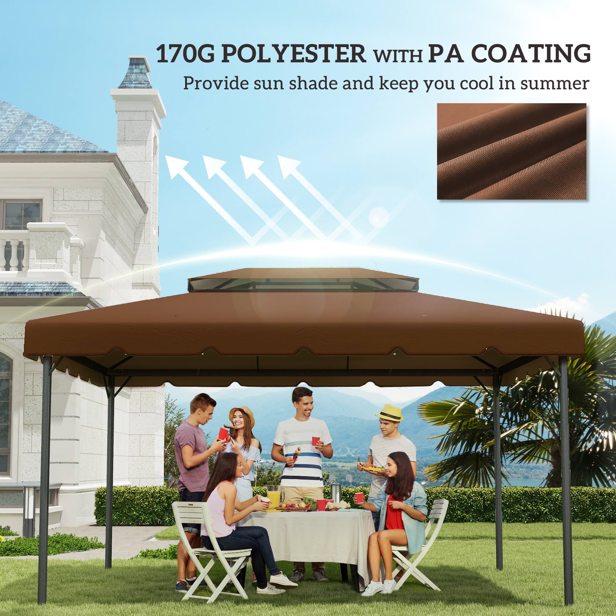 170G POLYESTER WITH PA COATING  
Provide sun shade and keep you cool in summer