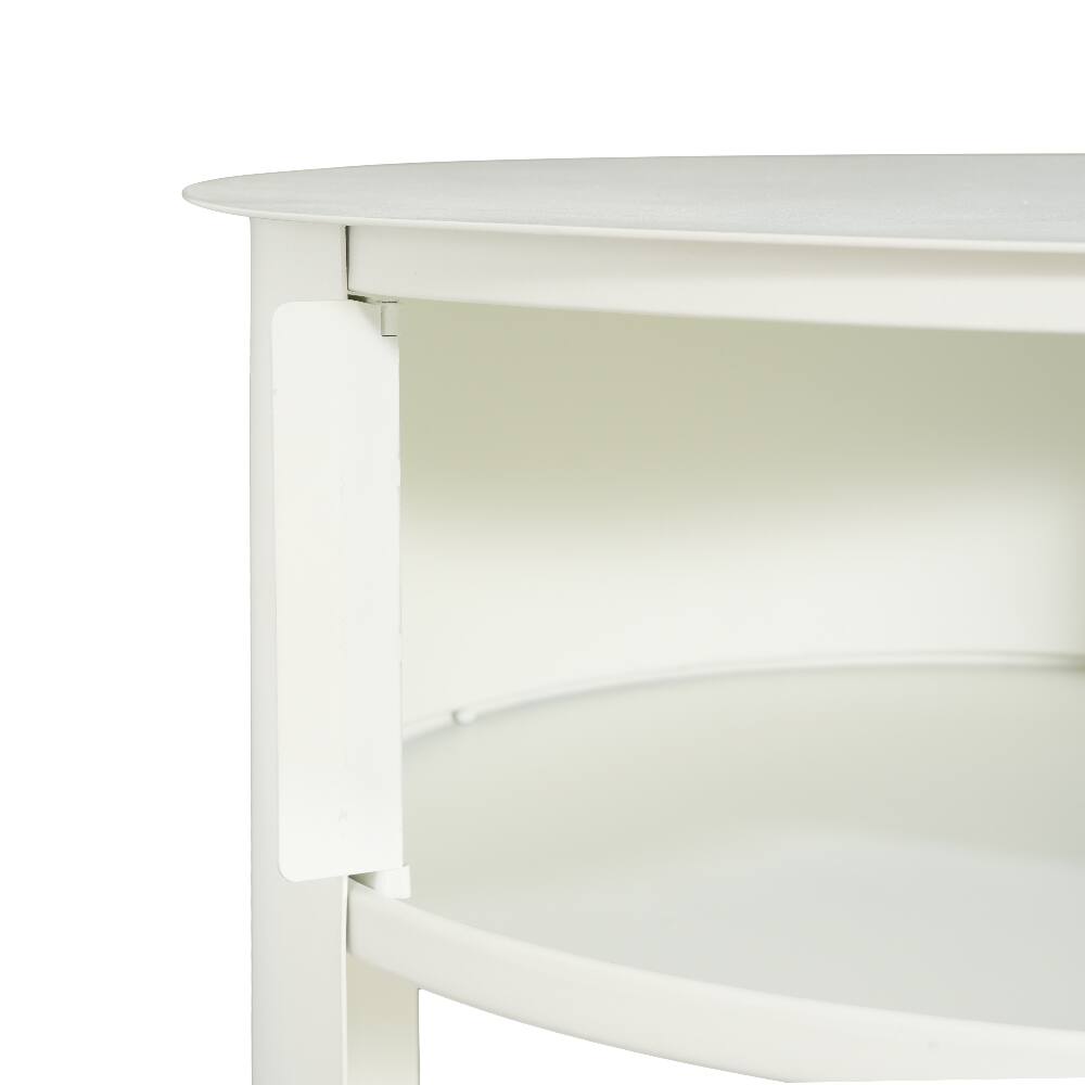 Alt View 8. Loheer - Loheer Round Metal Side Table 3-Tier Sliding Door End Table Matte White - White.