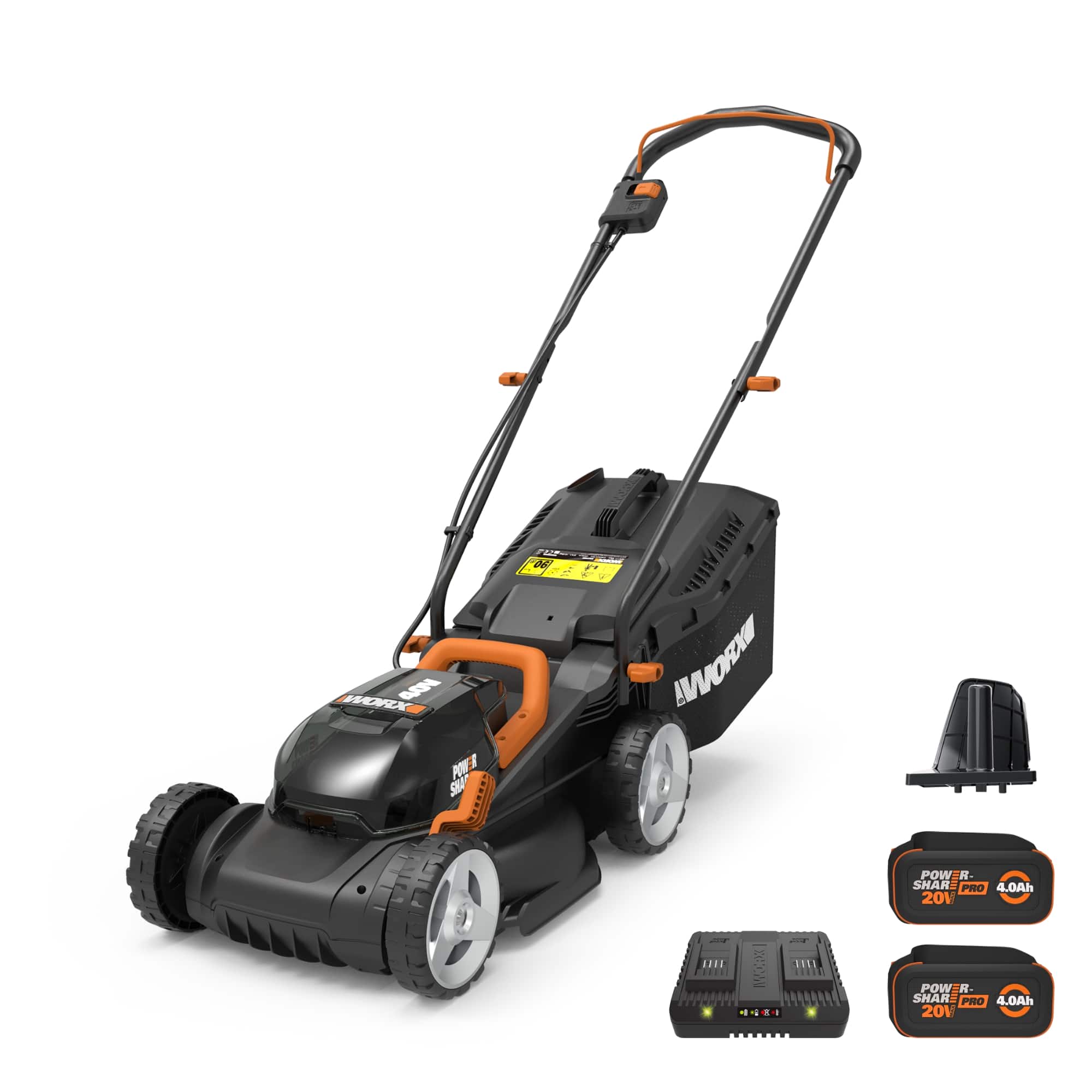 WORX - WG779 40V 14" Lawn Mower with Grass Collection Bag and Mulcher (2 x 4.0 Ah Batteries and 1 x Charger) - Black - Front_Zoom
