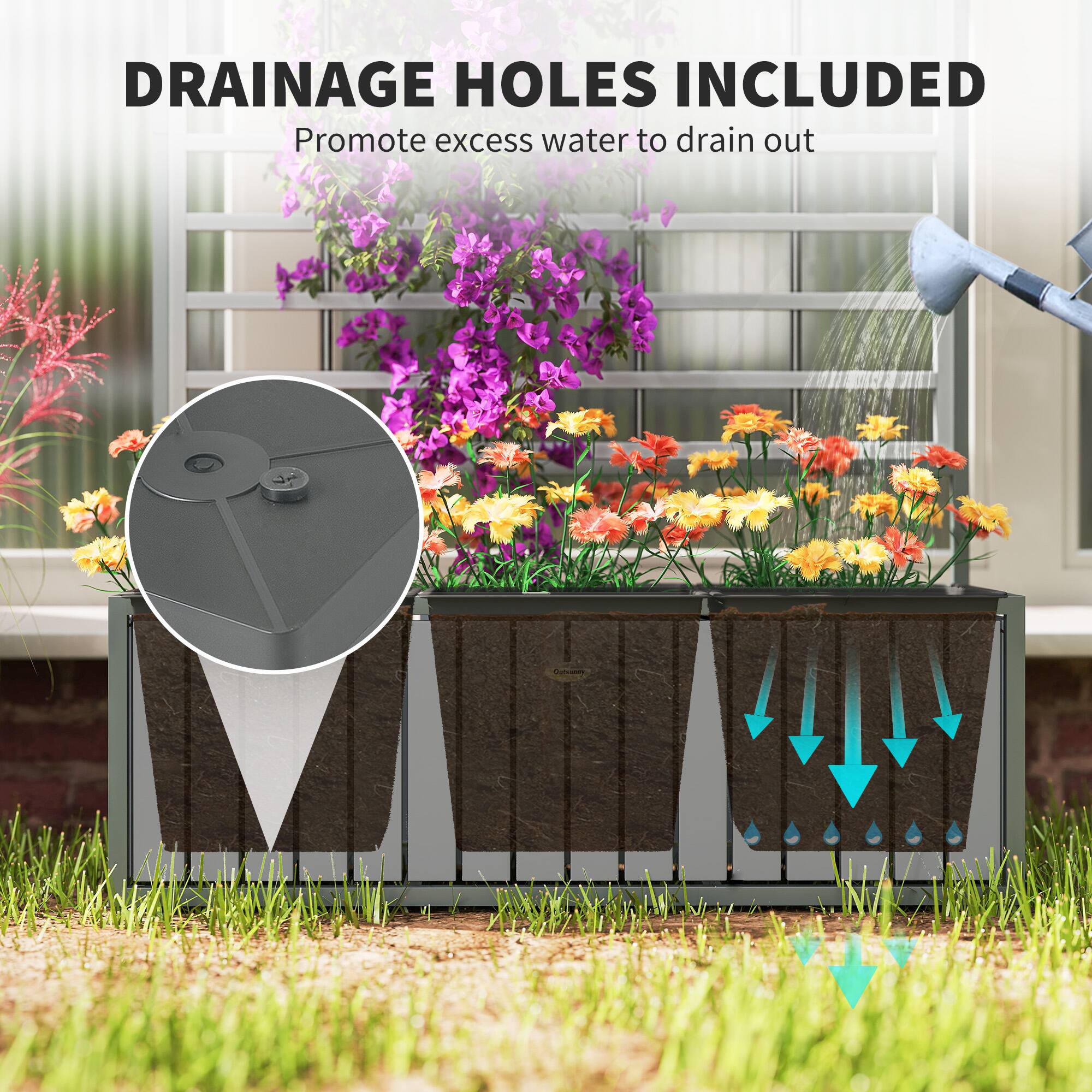 DRAINAGE HOLES INCLUDED
Promote excess water to drain out