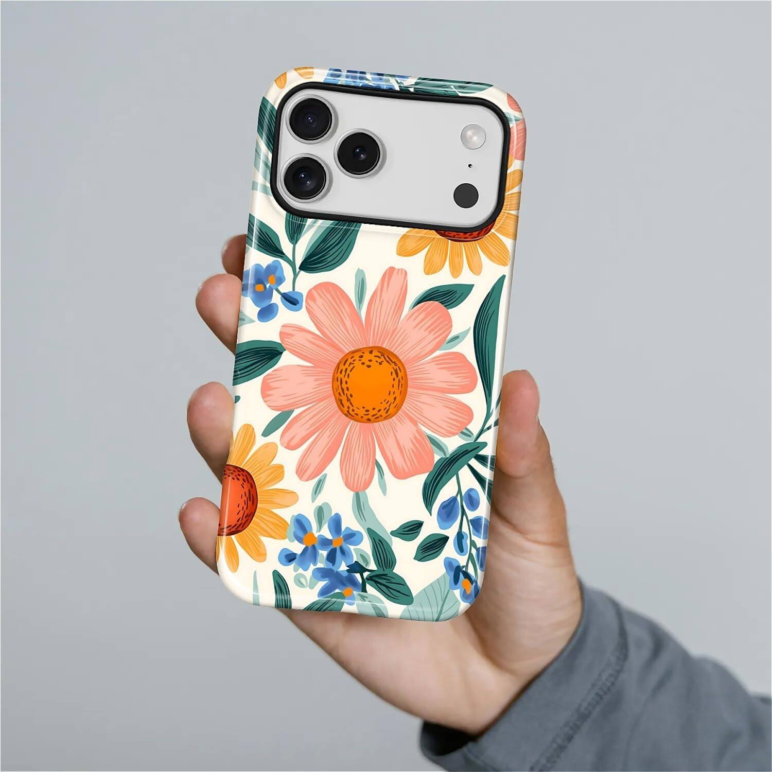 Alt View 2. Finnhomy - Smartphone Case for iPhone 17 Pro Max Military Grade Protection Dual Layer Anti Slip Grip - Retro Flowers.