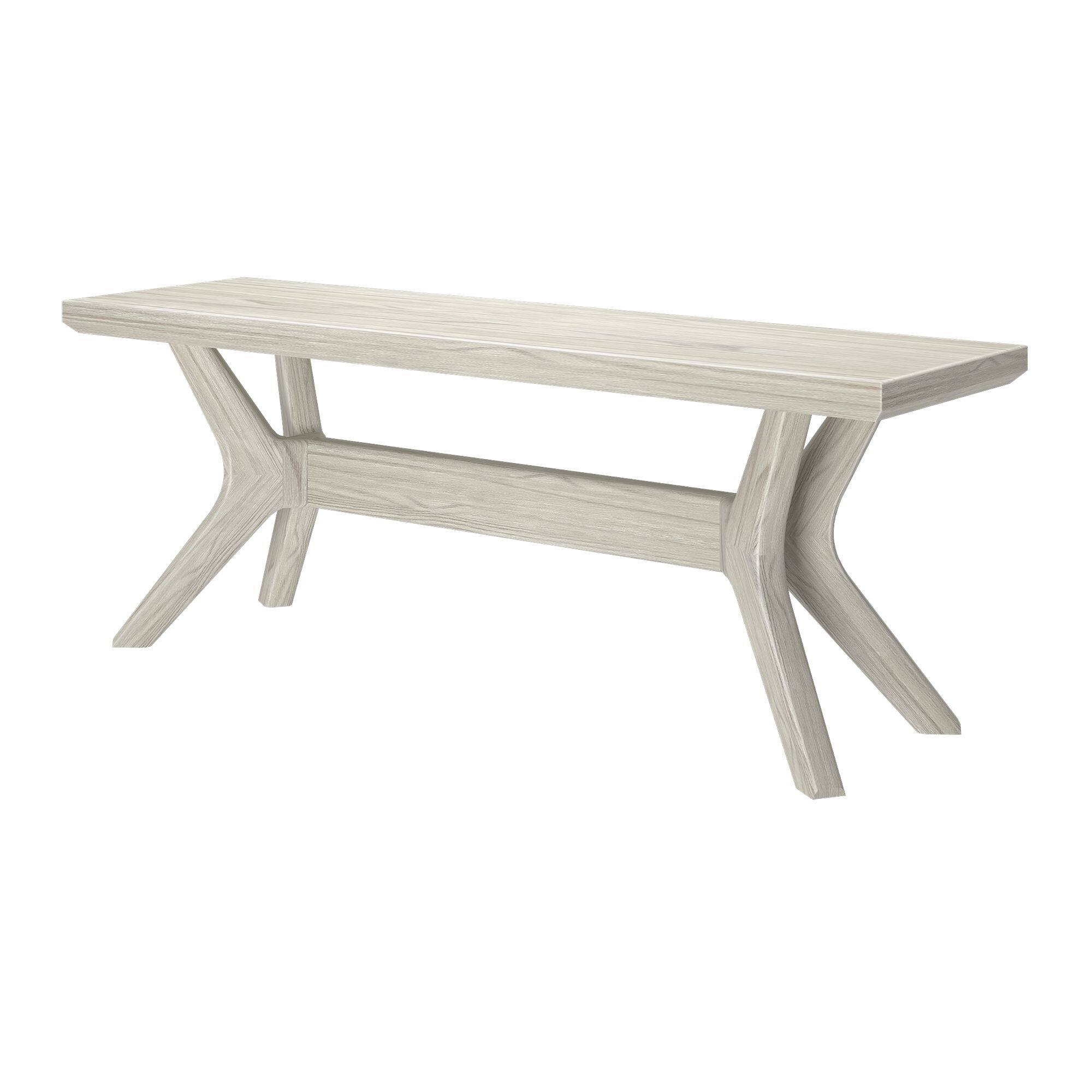 Alt View 2. Plank+Beam - Cross Leg Dining Room Bench (48in / 1220mm), White Sand Wirebrush - White Sand Wirebrush.