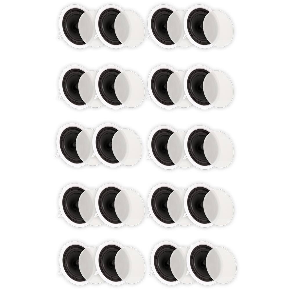 Front. Theater Solutions by Goldwood - TS80C Flush Mount In Ceiling Speakers with 8" Woofers Surround Sound Home Theater 10 Pair Pack - Paintable White.