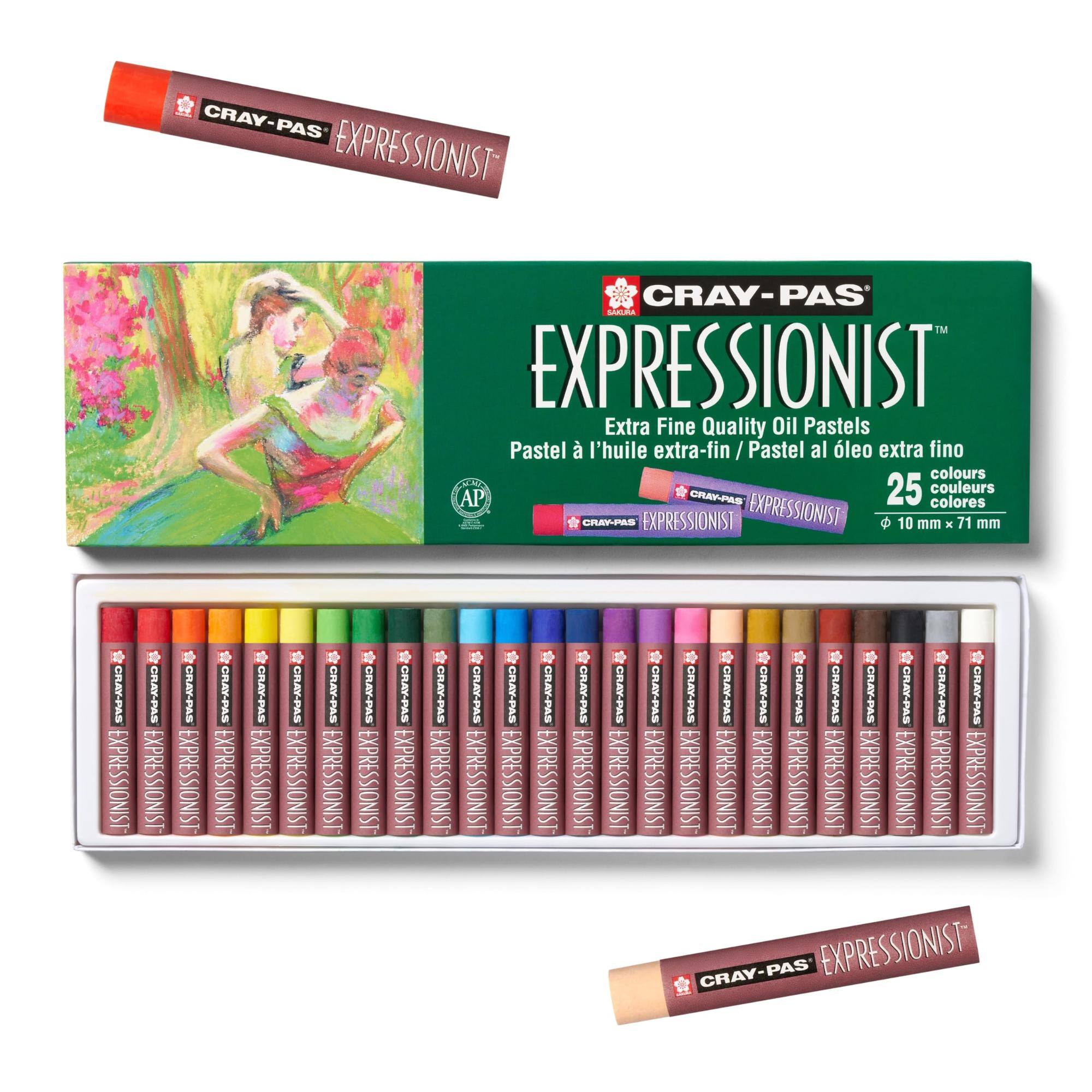CRAY-PAS EXPRESSIONIST  
CRAY-PAS SAKURA™ EXPRESSIONIST  
Extra Fine Quality Oil Pastels  
Pastel à l'huile extra-fin / Pastel al oleo extra fino  
colours / couleurs / colores  
25 couleurs  
AP  
CRAY-PAS EXPRESSIONIST  
10 mm X 71 mm