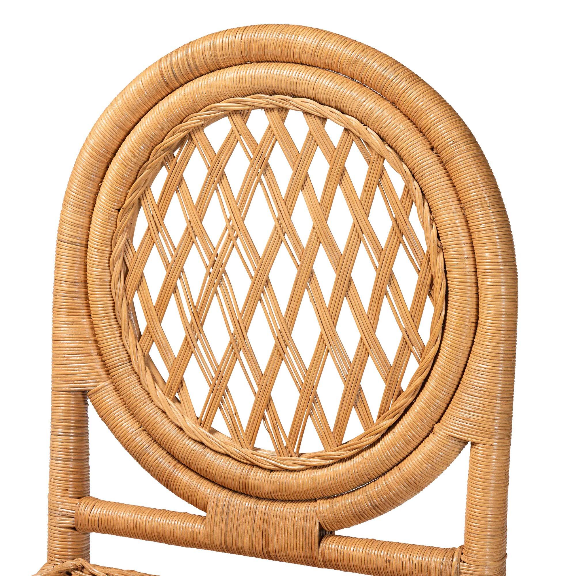 Alt View 1. bali & pari - Oxford Round Back Rattan Counter Stool - Handwoven Cane Counter Height Chair with Open Lattice Design - Light Honey.