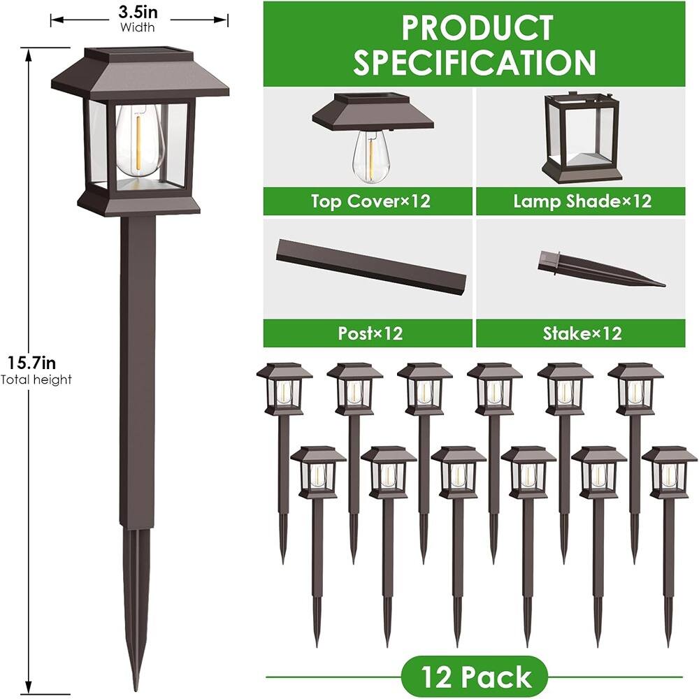 **PRODUCT SPECIFICATION**

- **Width:** 3.5in
- **Total height:** 15.7in

**Components:**
- Top Cover x 12
- Lamp Shade x 12
- Post x 12
- Stake x 12

**Pack:** 12 Pack