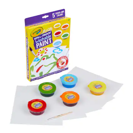 QUICK-DRY 5 COLORS
SPILL-PROOF
WASHABLE PAINT
SEMI-SOLID PAINT
Crayola
3+