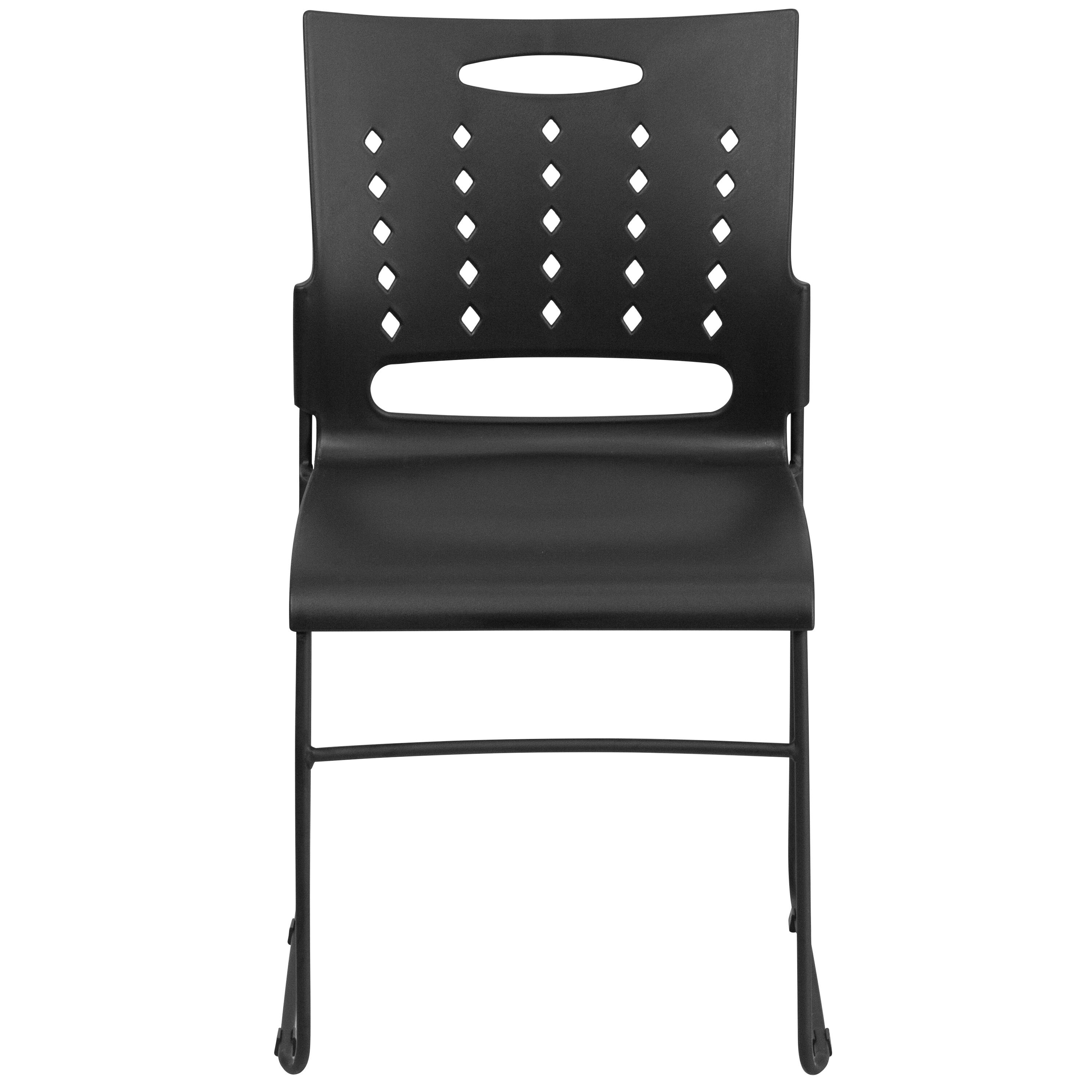 Alt View 6. Emma + Oliver - Home Office Plastic Accent Sled Base Stack Chair - Air-Vent Back - Black.