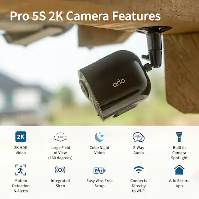 Arlo Pro 5S 2K Camera Indoor/Outdoor Wireless Spotlight Security
