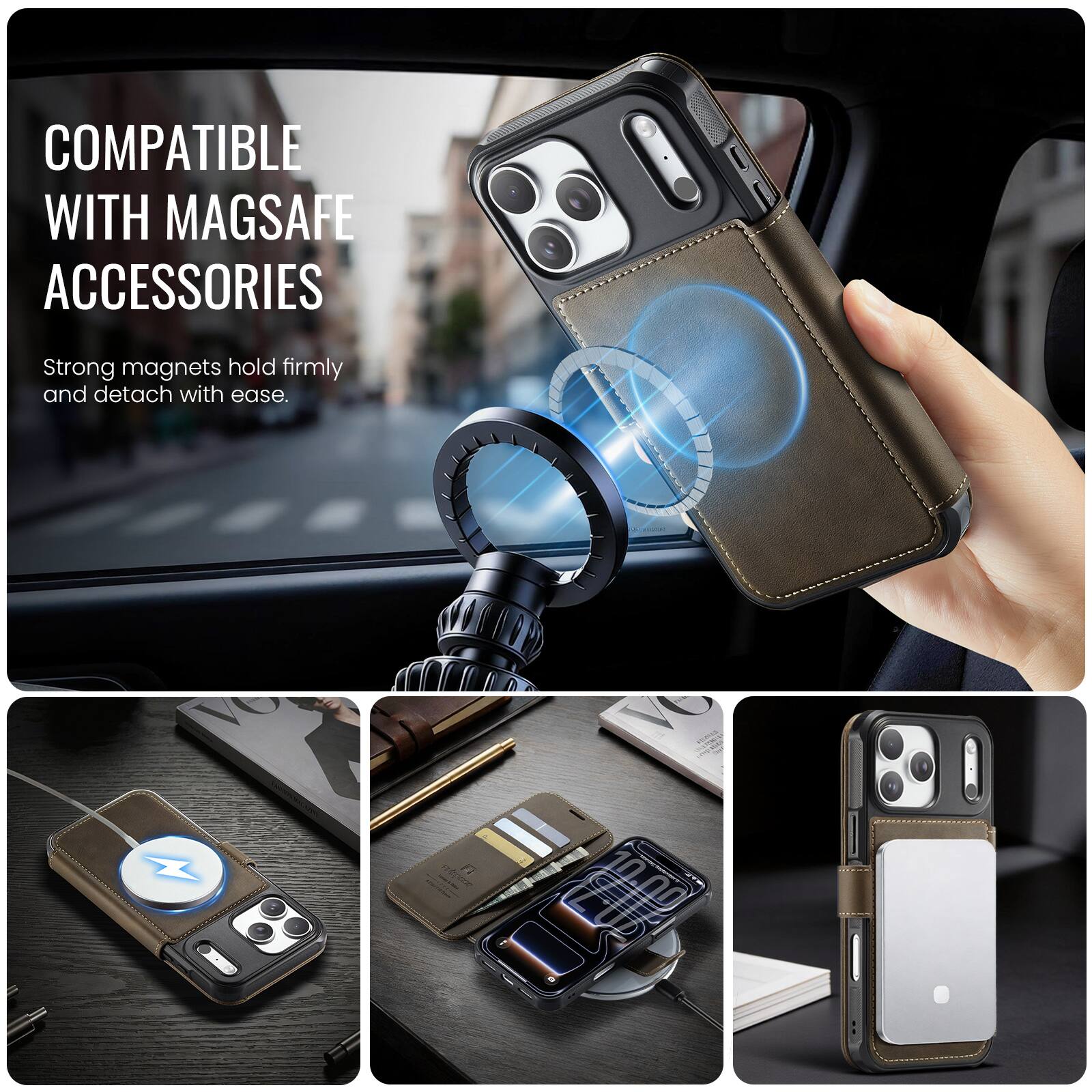 COMPATIBLE WITH MAGSAFE ACCESSORIES  
Strong magnets hold firmly and detach with ease.