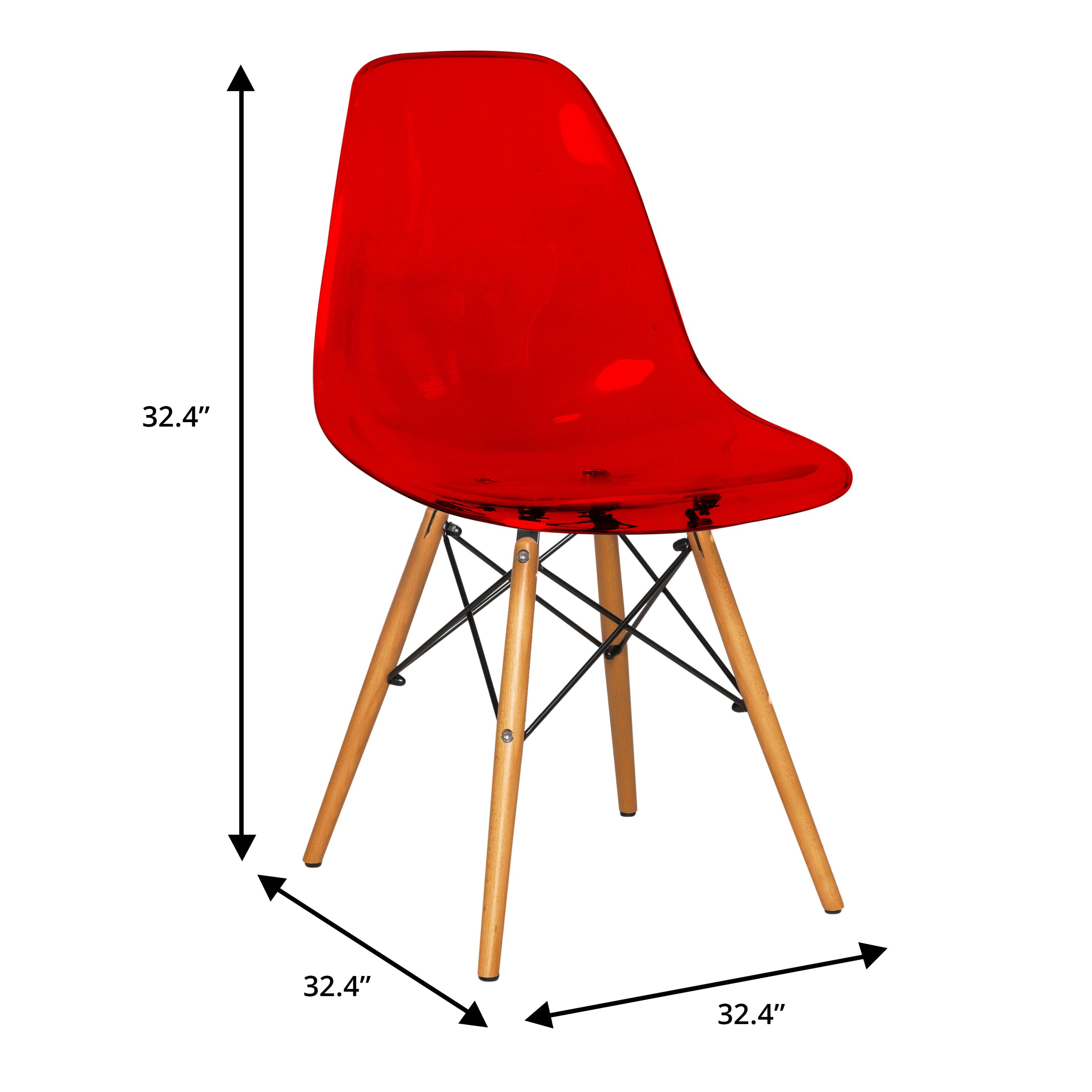 LeisureMod Dover 4 Piece Mid Century Modern ABS Plastic Dining Chair ...