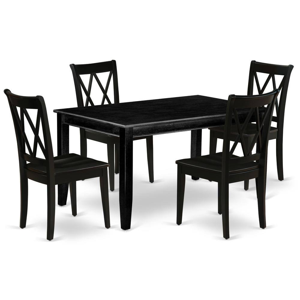 Back. East West Furniture - Dining Room Set Black - Brown.