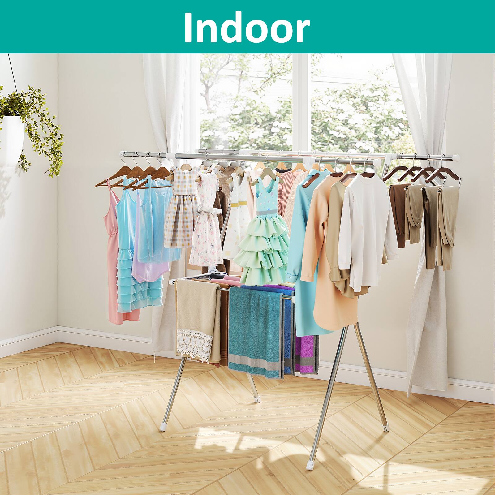 Alt View 5. Sugift - Clothes Drying Rack Portable Folding Dryer Hanger Drying Stand for Clothes - Silver.