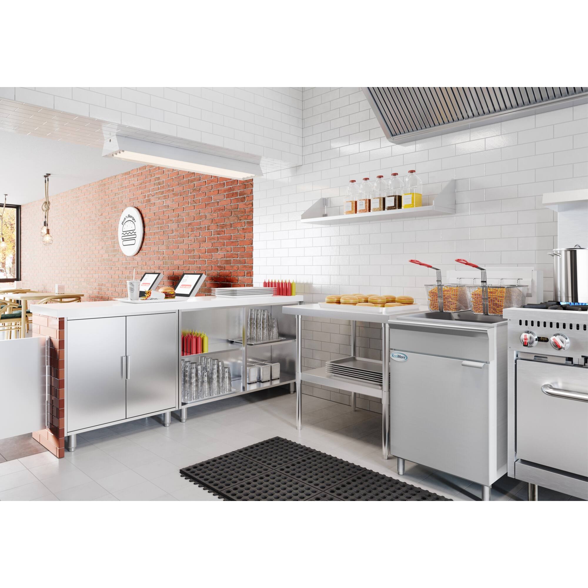 Alt View 1. Koolmore - 75 lb. Floor Standing Liquid Propane Commercial Fryer with 150,000 BTU in Stainless-Steel, ETL Listed (KM-FDF75-LP) - Silver.