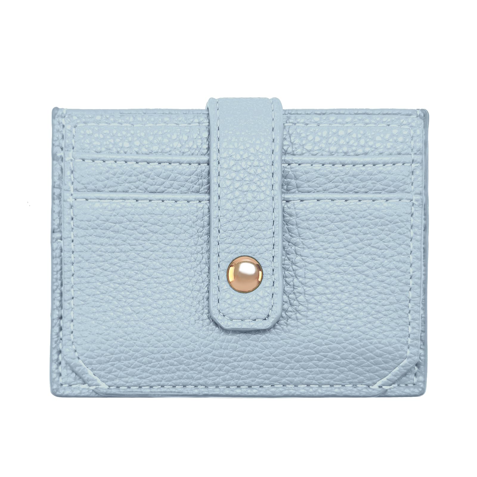 Front. Jadie Link - Slim Credit Card Holder Wallet Women Small Cute Rfid Blocking Minimalist Leather Front Pocket Wallets Thin Travel Case - Blue.