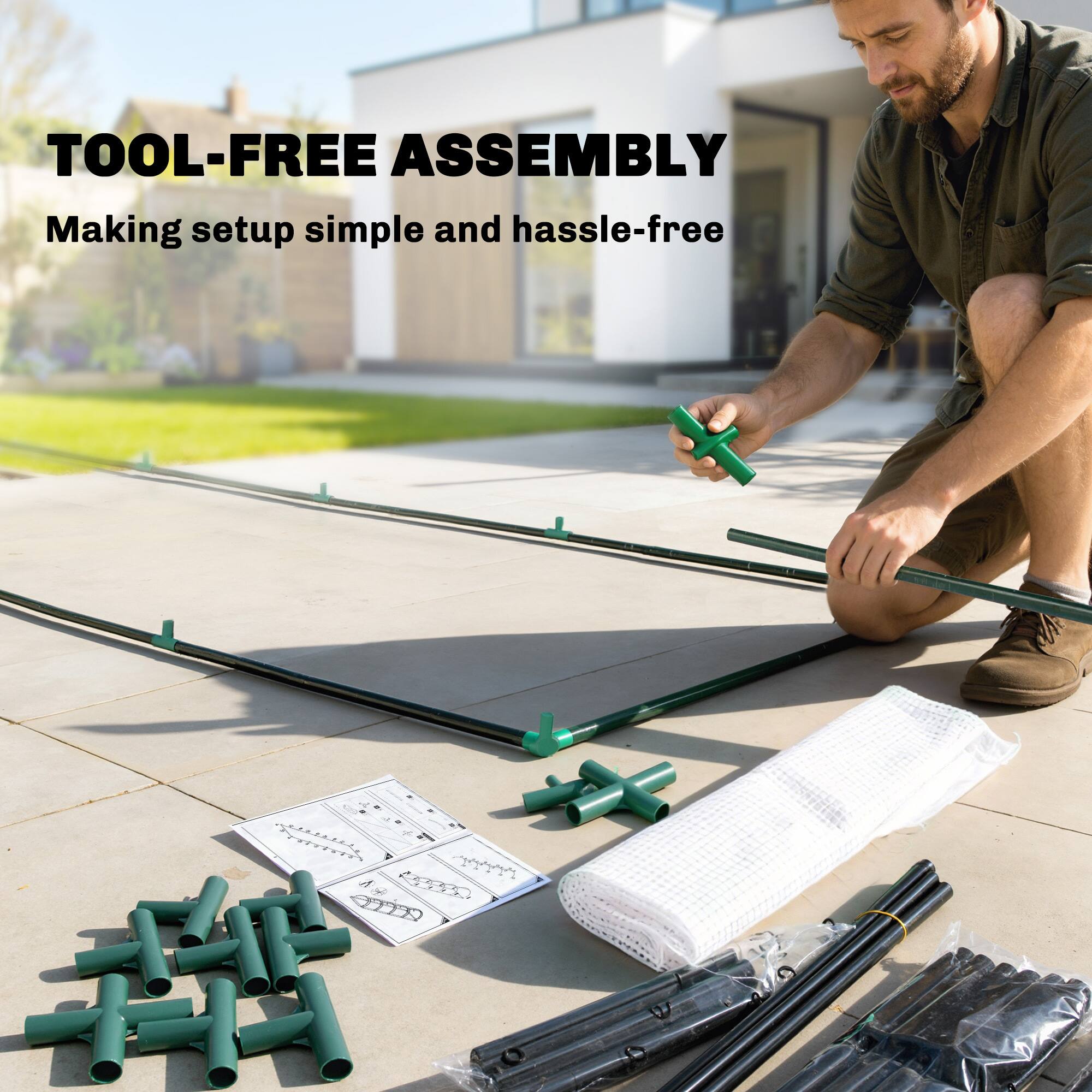 TOOL-FREE ASSEMBLY  
Making setup simple and hassle-free