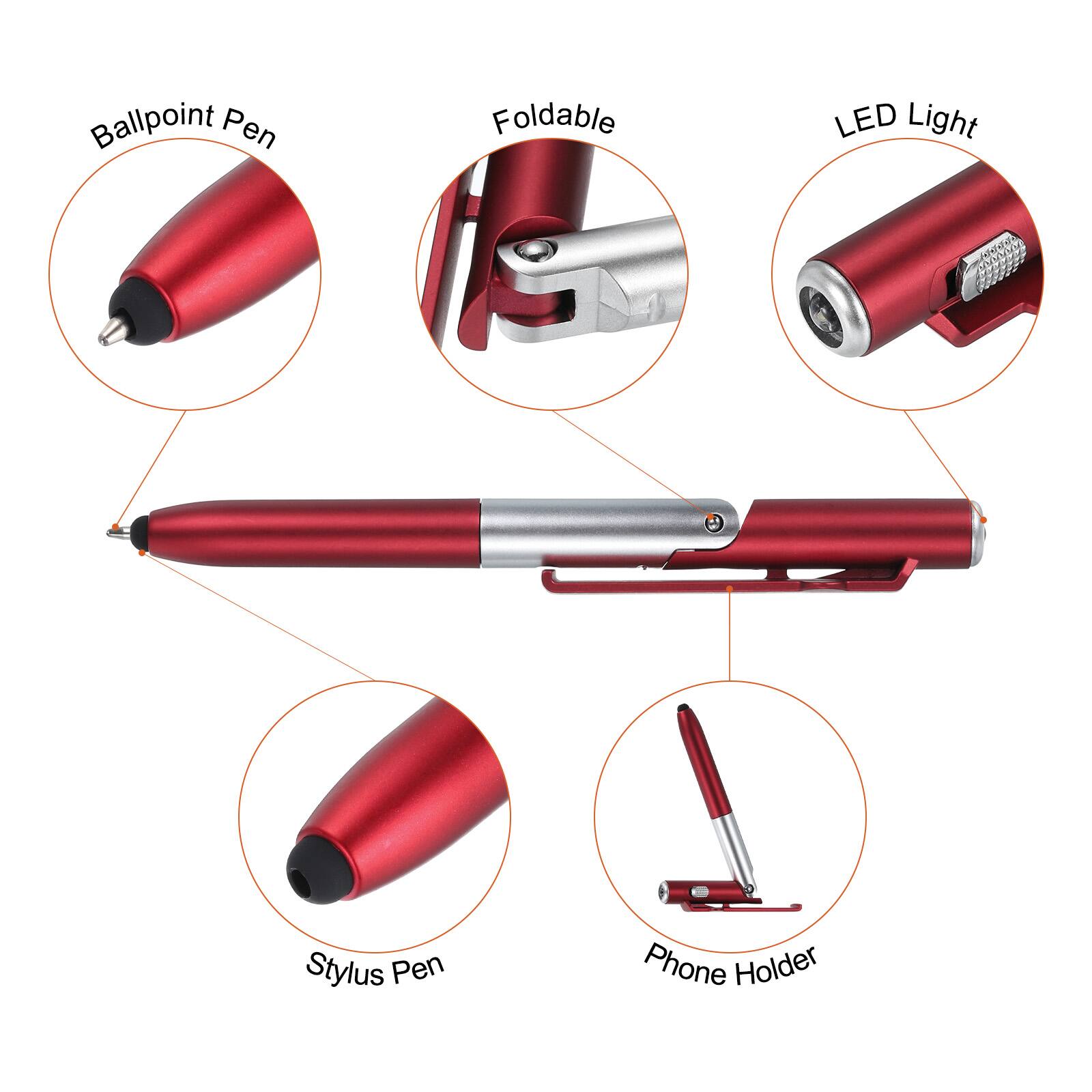 Ballpoint Pen Foldable LED Light Stylus Pen Phone Holder
