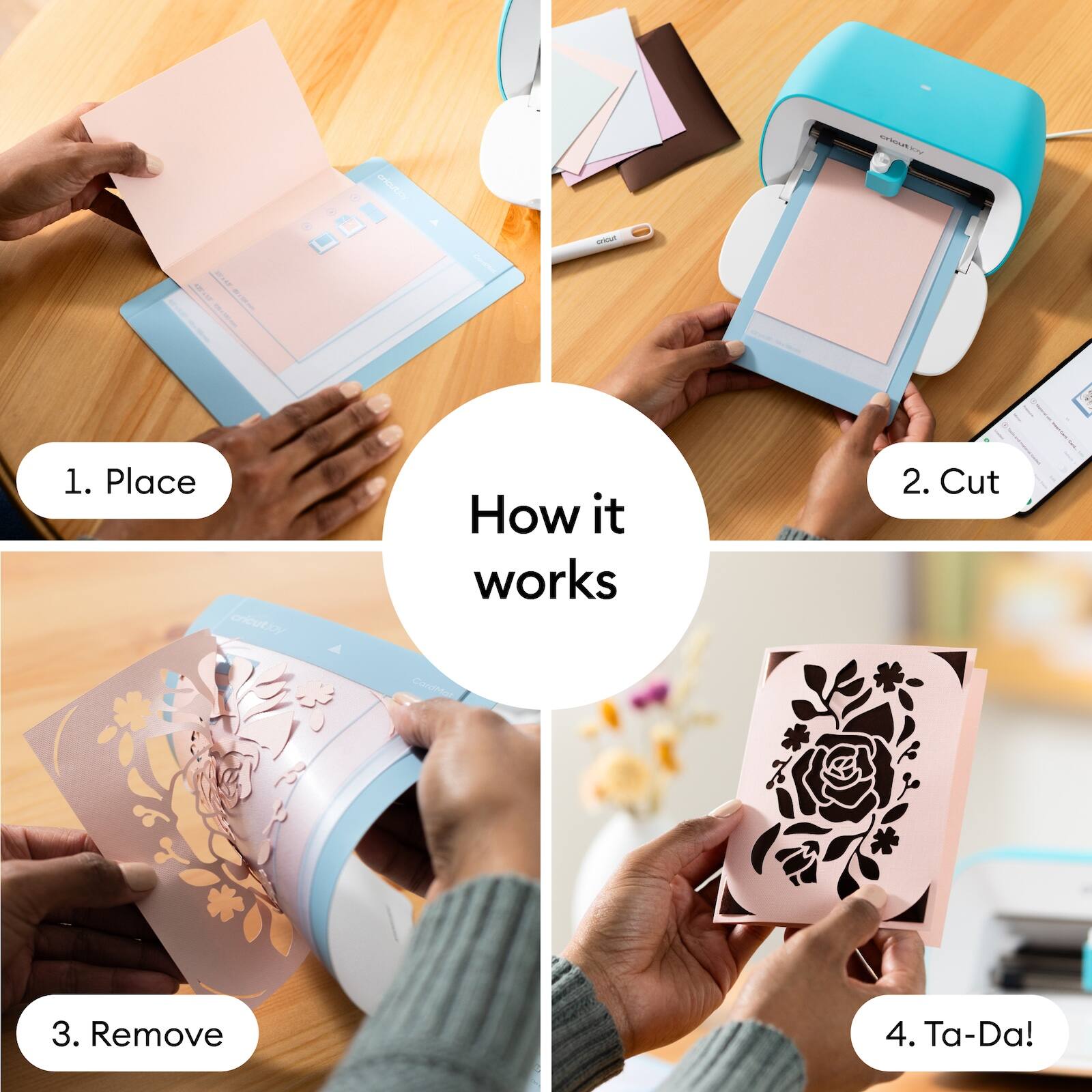 1. Place  
2. Cut  
3. Remove  
4. Ta-Da!