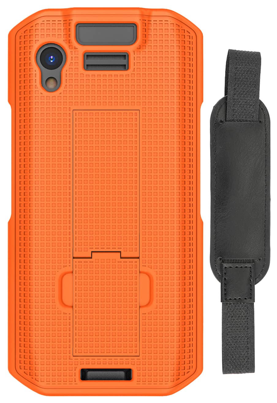 Nakedcellphone - Combo for Zebra TC21 / TC26 Mobile Computer Scanner - Slim Case with Stand and Hand Strap - Orange