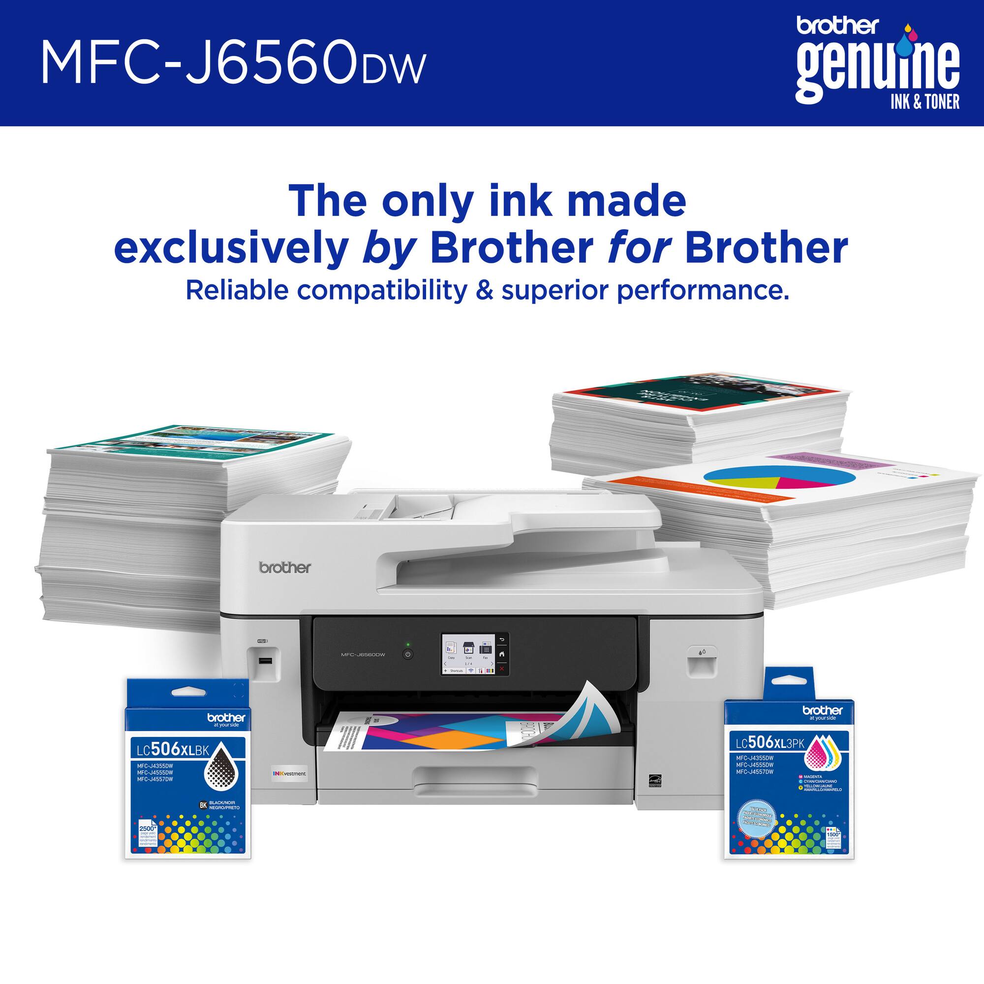 MFC-J6560DW

The only ink made exclusively by Brother for Brother

Reliable compatibility & superior performance.

brother genuine INK & TONER

LC506XL3PK

LC506XLBK
