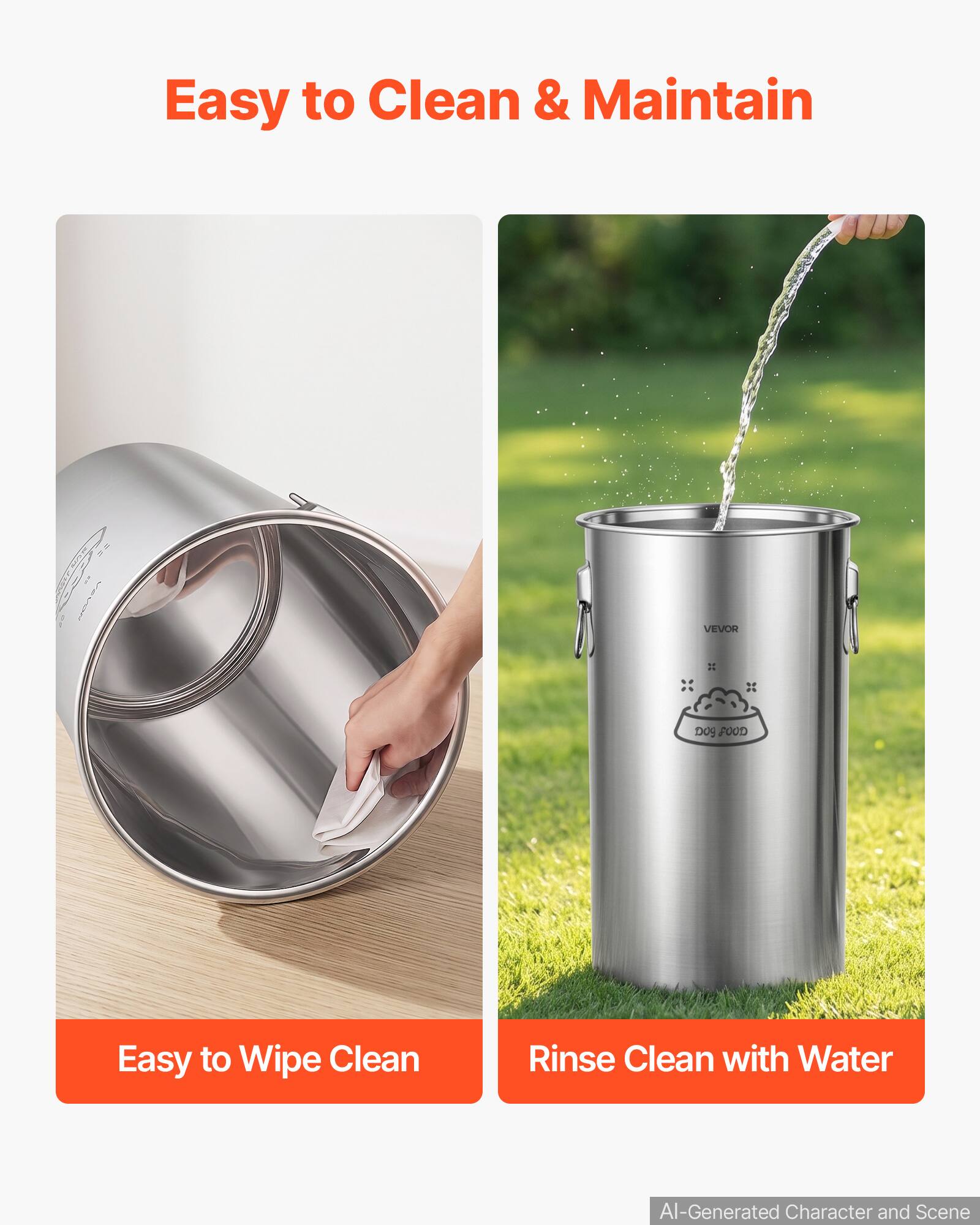 Easy to Clean & Maintain

VEVOR

Easy to Wipe Clean

Rinse Clean with Water

AI-Generated Character and Scene