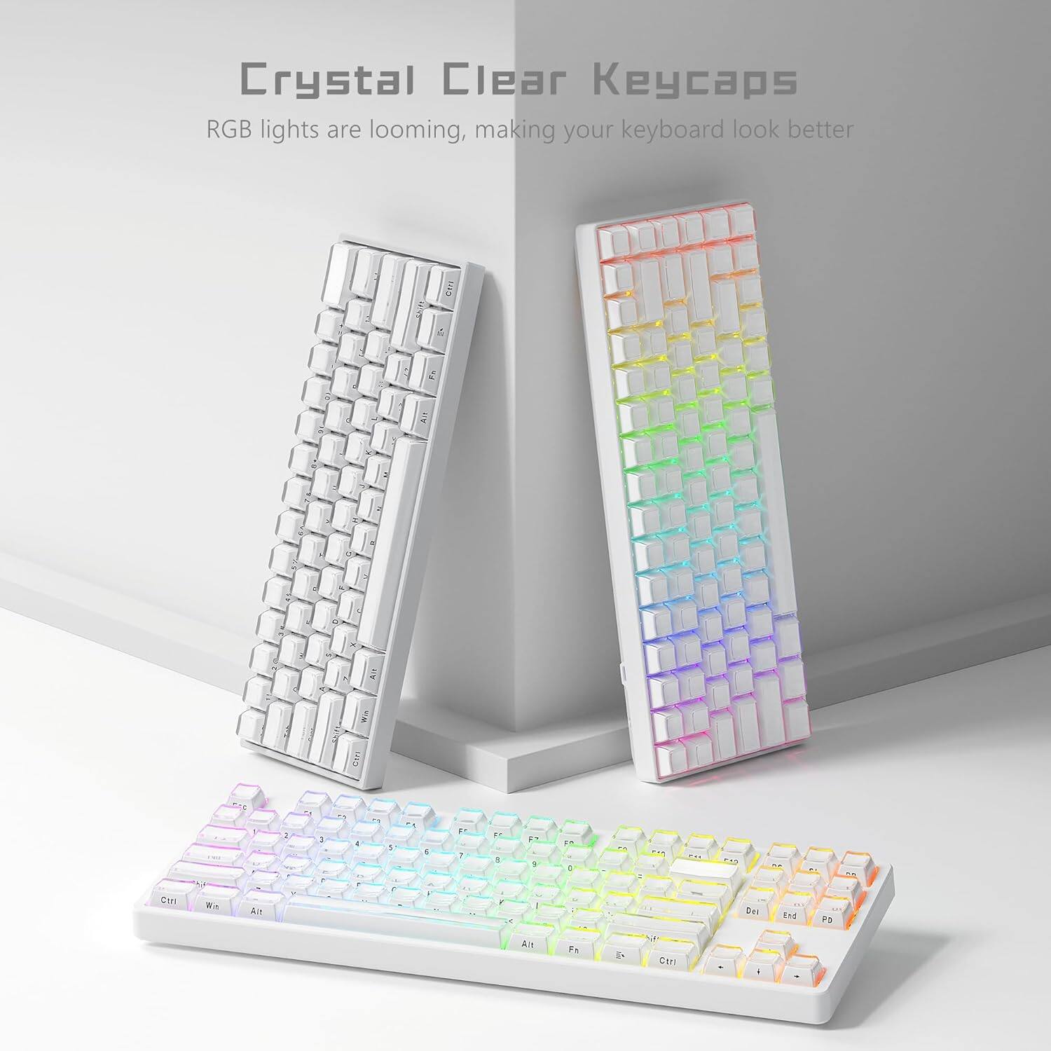 Crystal Clear Keycaps  
RGB lights are looming, making your keyboard look better