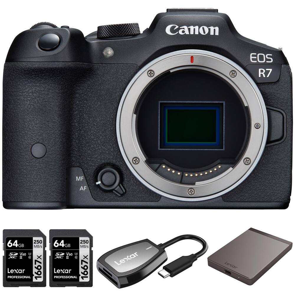 Canon EOS R7  
MF AF  
Lexar PROFESSIONAL 1667x 64GB 250 MB/s V60 U3 XC  
Lexar PROFESSIONAL 1667x 64GB 250 MB/s V60 U3 XC  
Lexar USB 3.0 Reader
