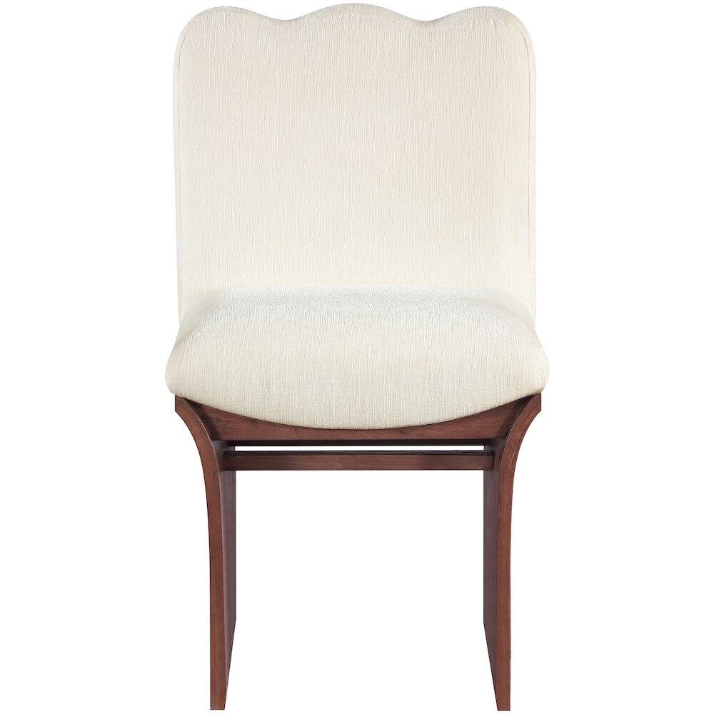 Alt View 1. Meridian Furniture - Shaw Cream Chenille Fabric Upholstered Dining Chair - Brown.