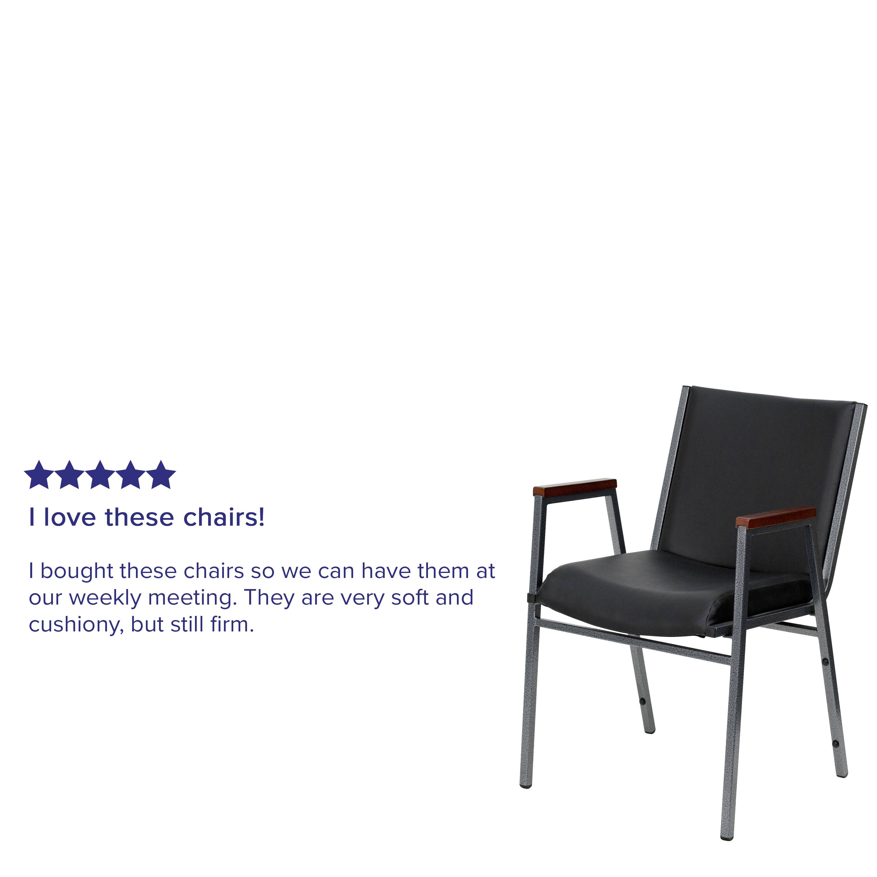 I love these chairs!  
I bought these chairs so we can have them at our weekly meeting. They are very soft and cushiony, but still firm.