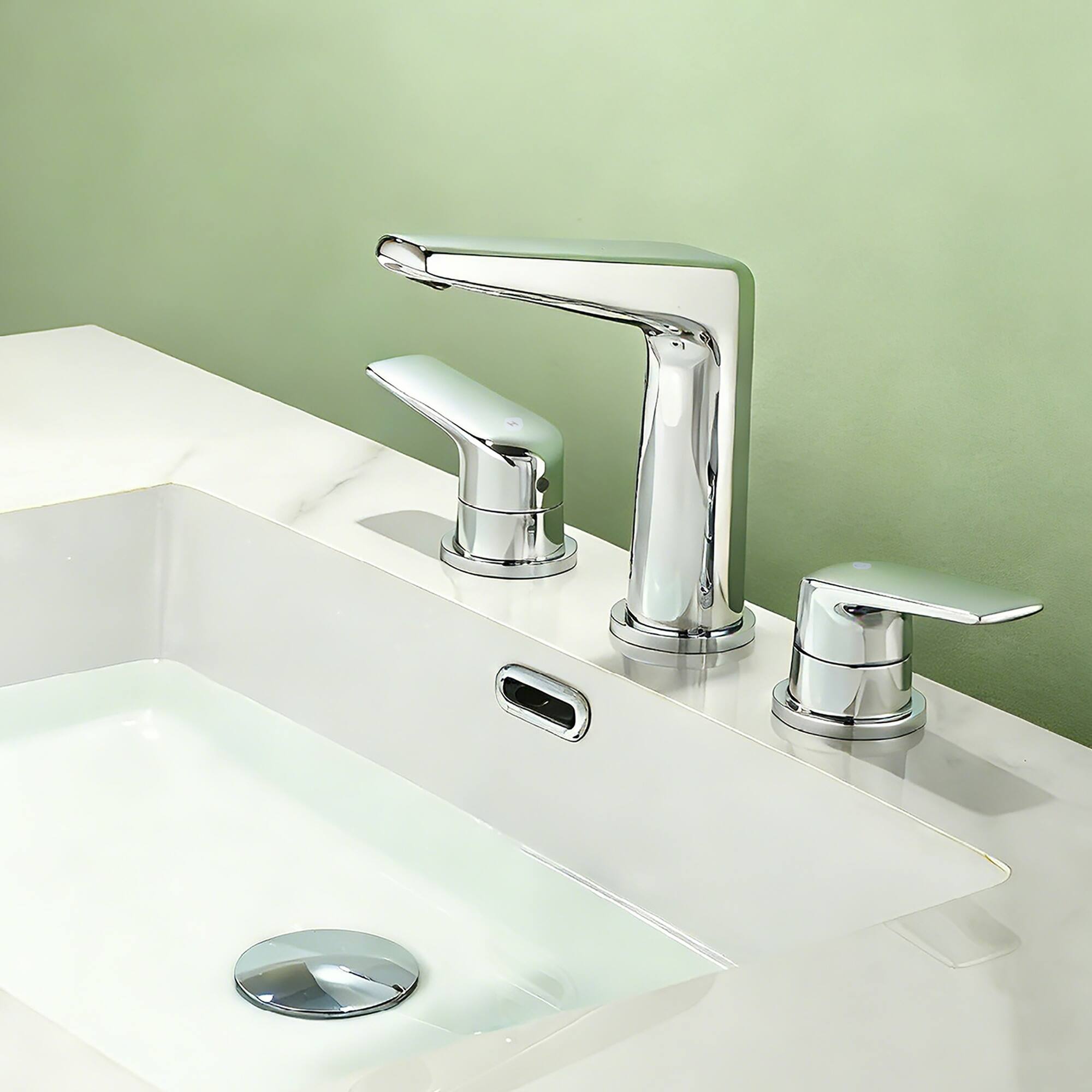 Alt View 1. Boyel Living - Chrome Dual Handle Bathroom Faucet Solid Brass with Drain - Chrome.