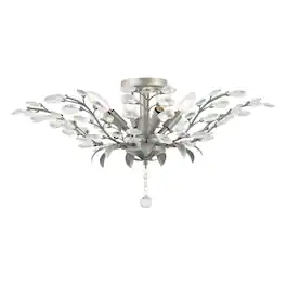 Jonathan Y - Elisana 26" 4-Light Contemporary Bohemian Iron/Acrylic LED Semi Flush Mount - Silver Gray/Clear