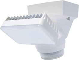IQ America - LED Outdoor Motion Security Flood Light 1600 Lumen 180 degree 70 ft Detection Wall Eave Universal Mount WH - White