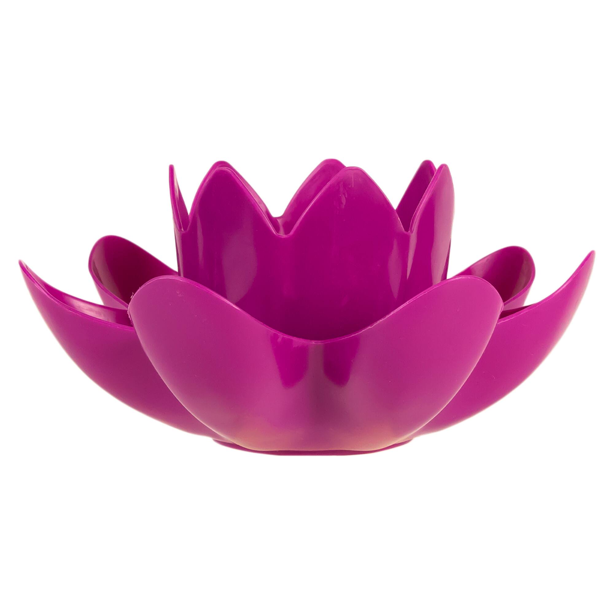 Front. Swim Central - 7.5" Magenta Hydro Tools Pool or Spa Floating Flower Candle Light - Purple.