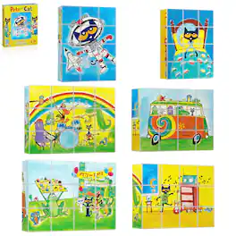 PicassoTiles - PICASSO-TILES Pete The Cat 6PCS Magnetic Puzzle Cube Set, Cartoon Theme Mix & Match STEM Educational Toy for Kids