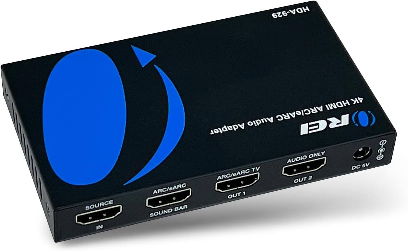 HDA-929 Source in HDMI 4K Audio ARC/eARC Adapter (Audio Only) 050 DC 5V TV ARC/eARC Out 2, ARC/eARC Out 1, Sound Bar